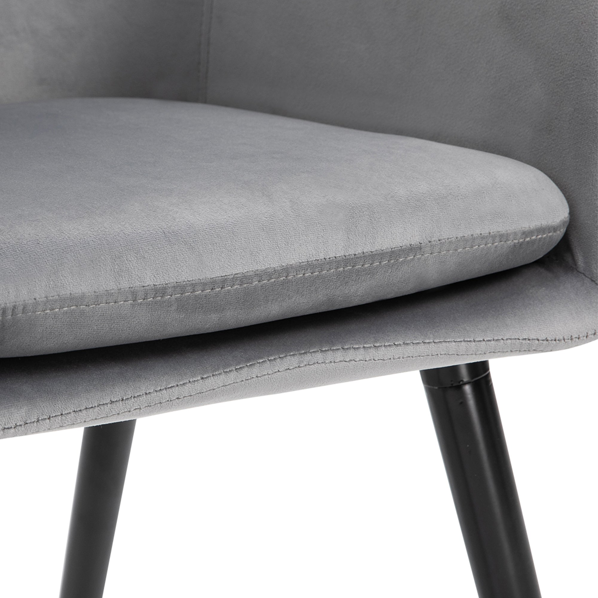 HOMCOM Dining Chairs Set of 2 Modern Upholstered Fabric Velvet-Touch Leisure Chairs with Backrest and Armrests, Lounge Reception Chairs for Home Office Kitchen Counter, Grey - North Peak Garden Furniture