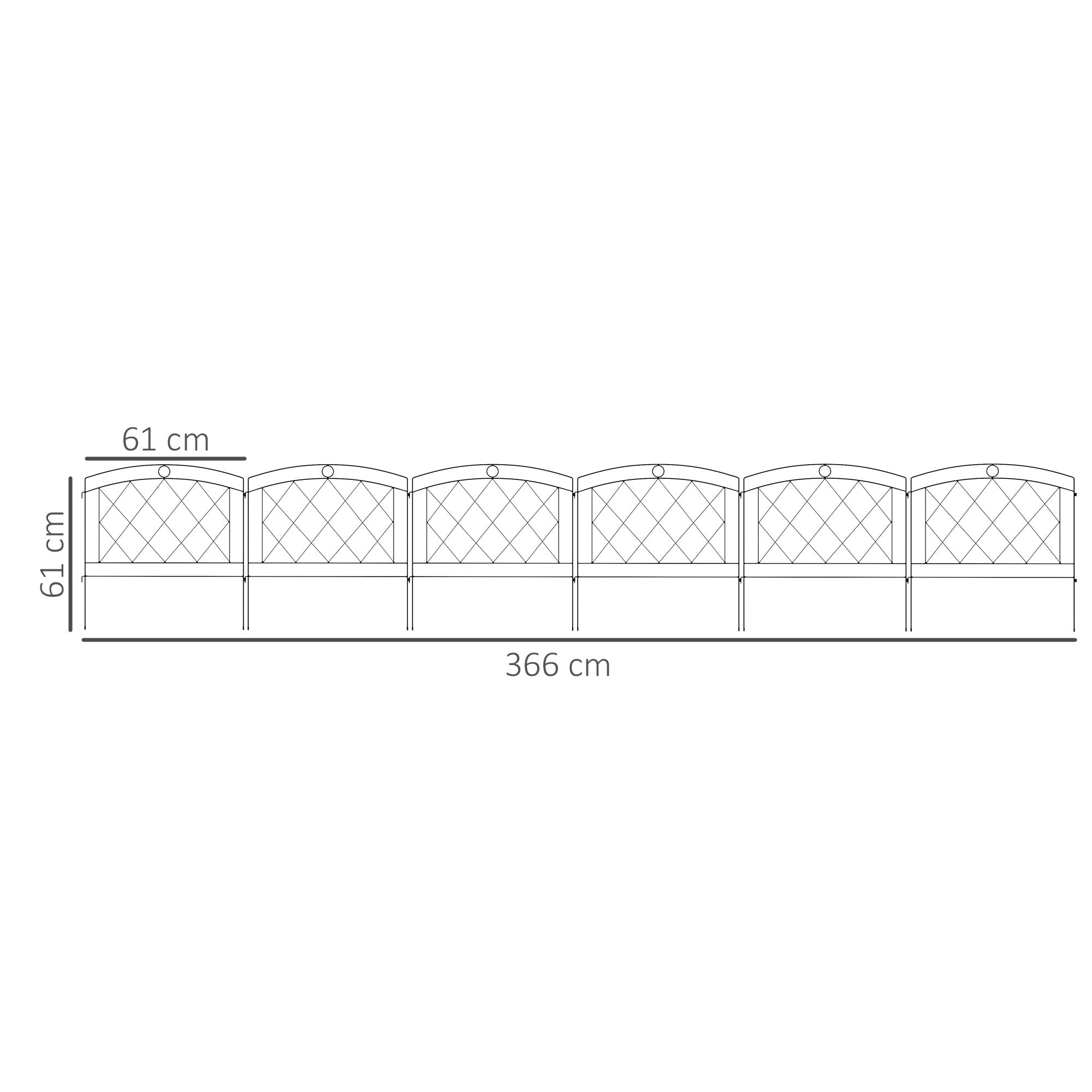 Outsunny Metal Decorative Outdoor Picket Fence Panels Set of 6, Black - North Peak Garden Furniture