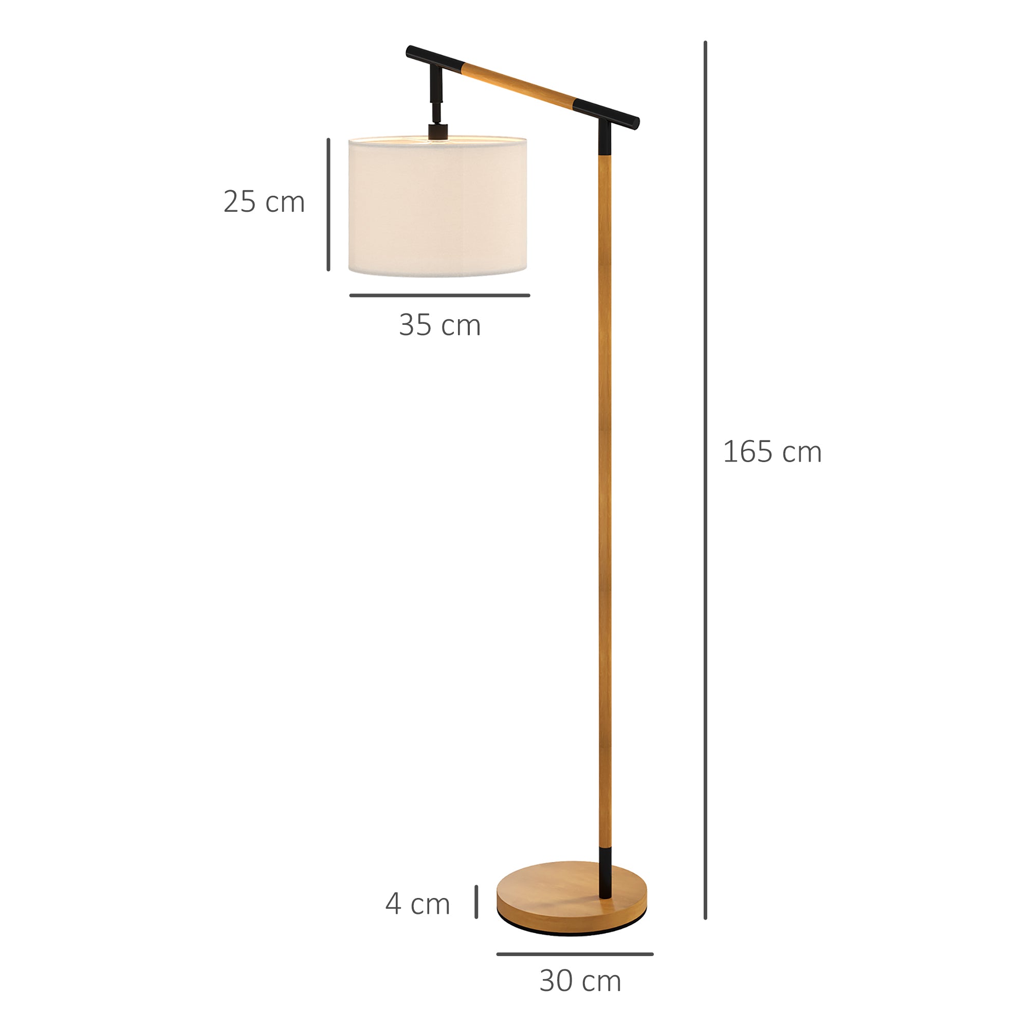 HOMCOM Metal Frame Floor Lamp with 350° Rotating Lampshade, for Living Room and Bedroom, LED Bulb Included, Brown - North Peak Garden Furniture