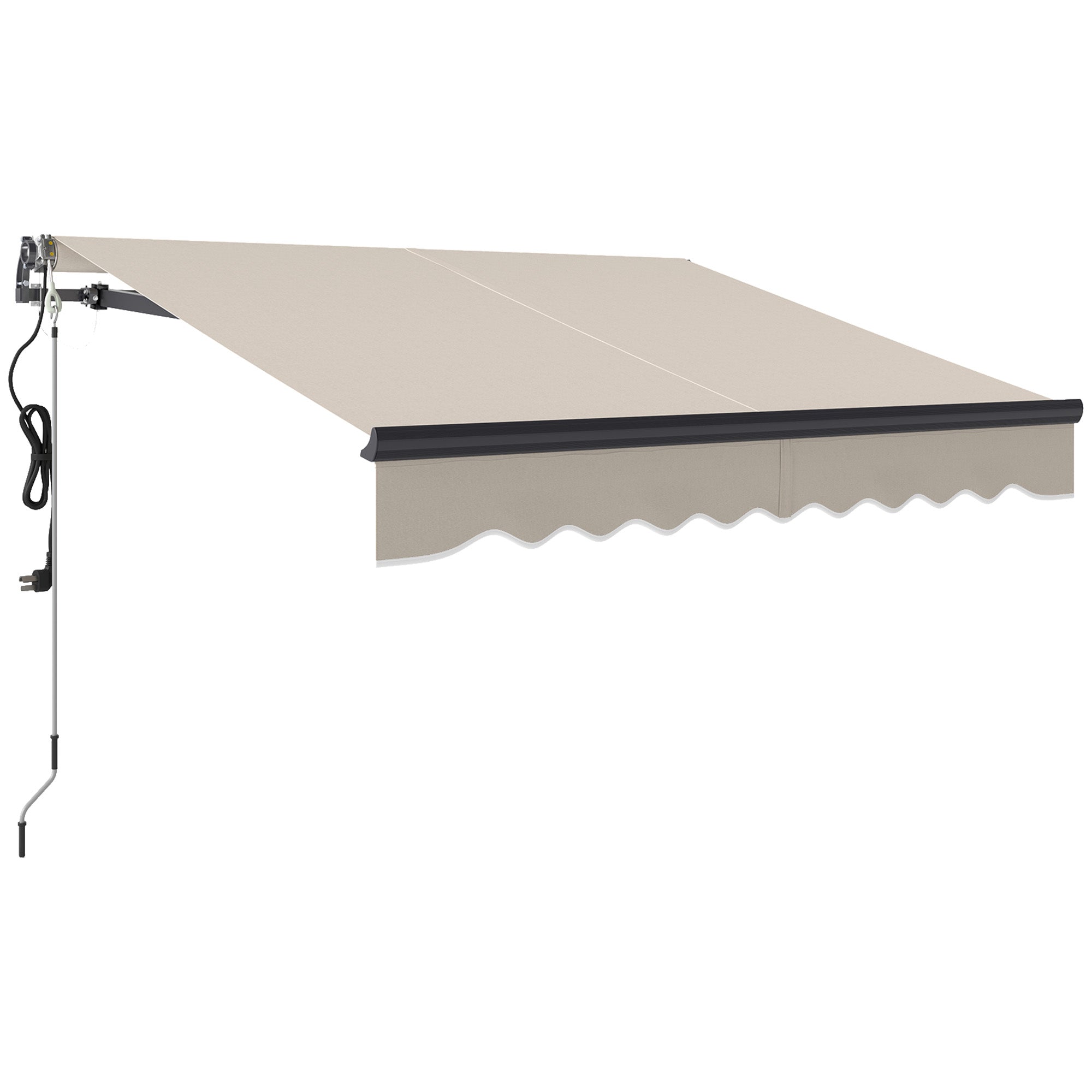 Outsunny 2.5 x 2m Electric Awning with Remote Controller, Aluminium Frame DIY Retractable Awning, UV30+ Sun Shade Canopy for Garden Patio Deck Door Window, Beige - North Peak Garden Furniture