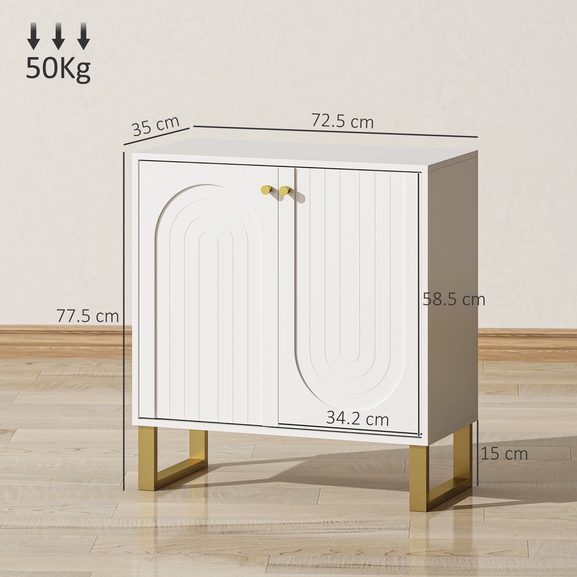 HOMCOM 2-Door Sideboard Storage Cabinet - White - North Peak Garden Furniture