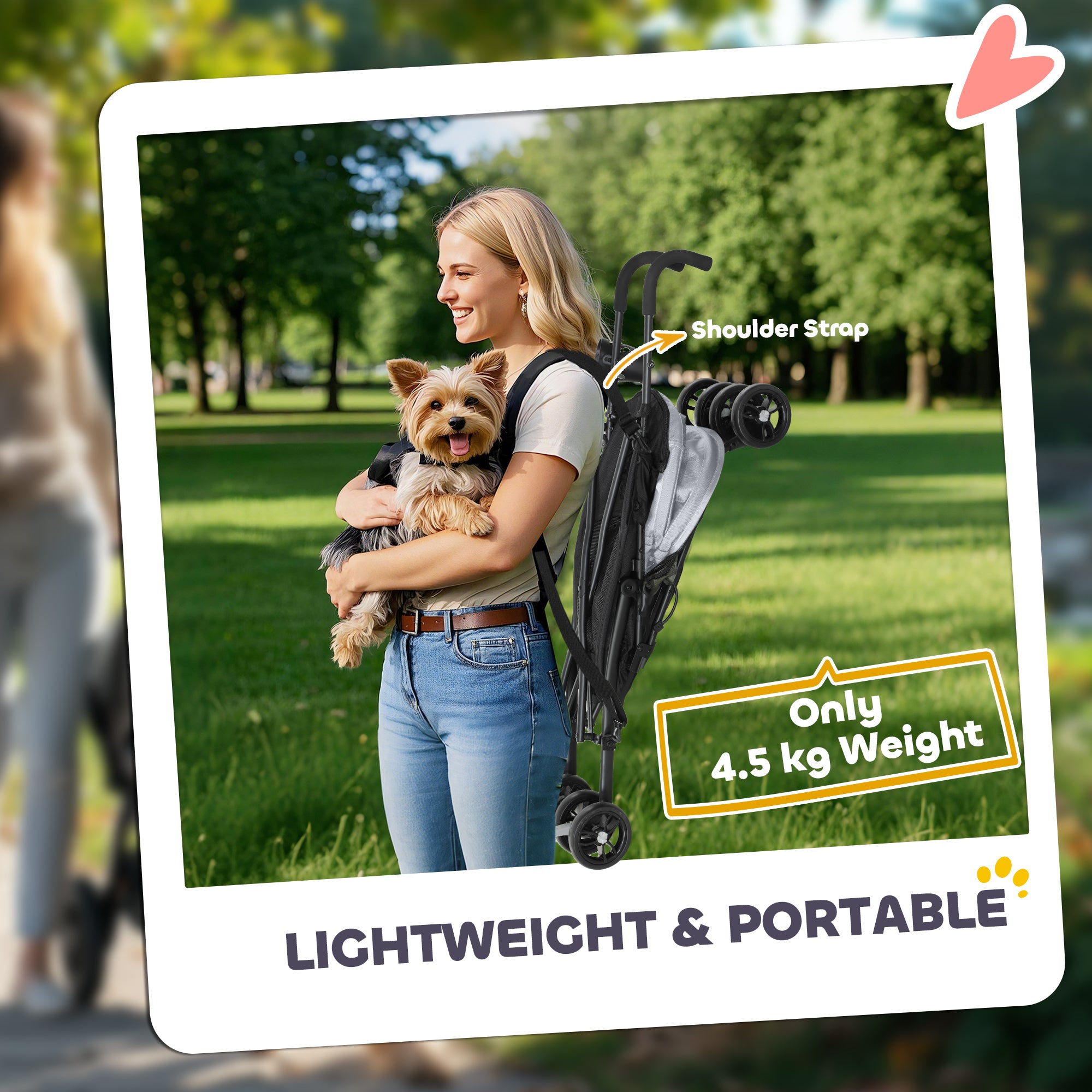 PawHut Umbrella Structure Dog Stroller, Lightweight & Portable Dog Pram w/ Shoulder Strap, Storage Bag & Cup Holder, Light Grey - North Peak Garden Furniture