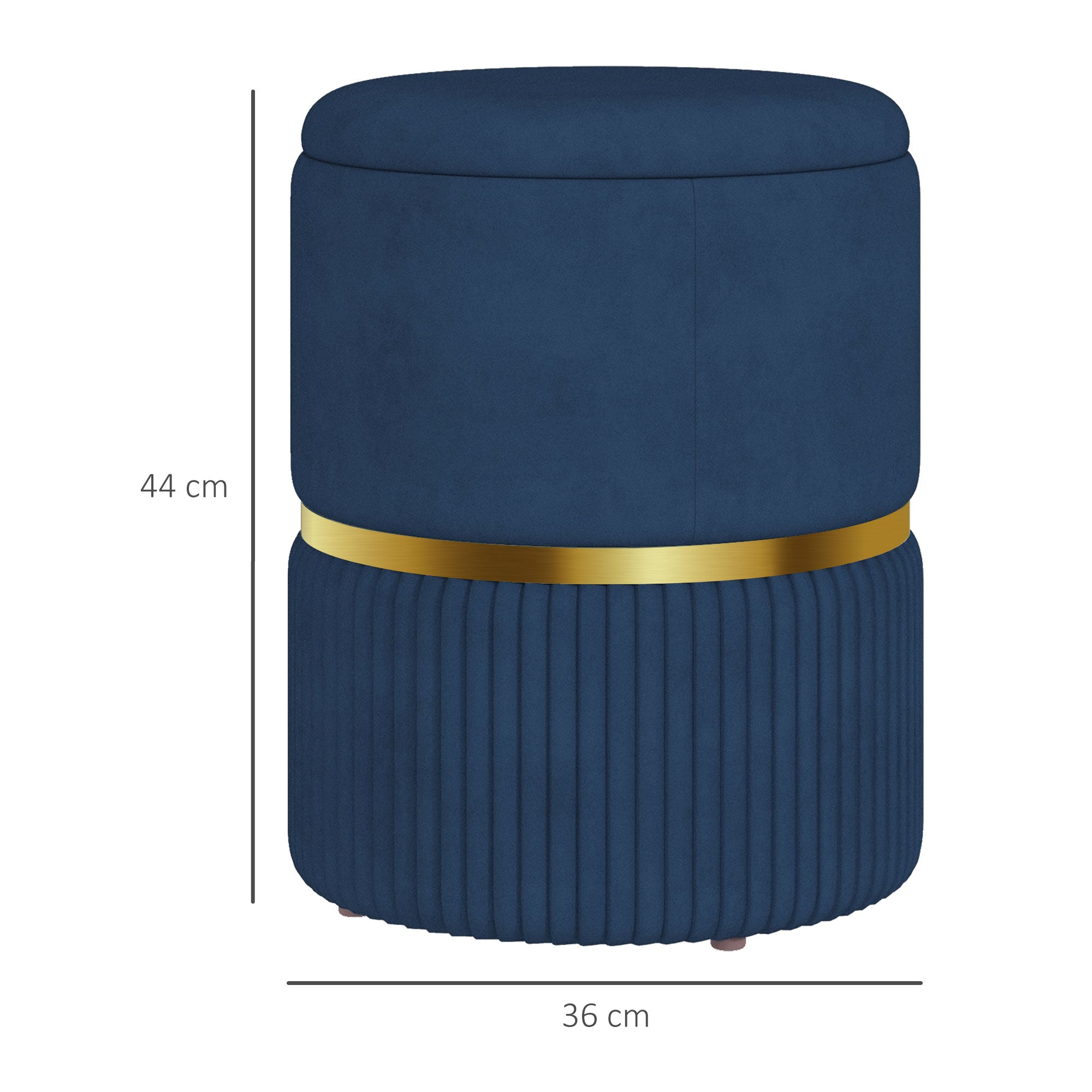 HOMCOM Velvet-Feel Storage Ottoman - Blue - North Peak Garden Furniture