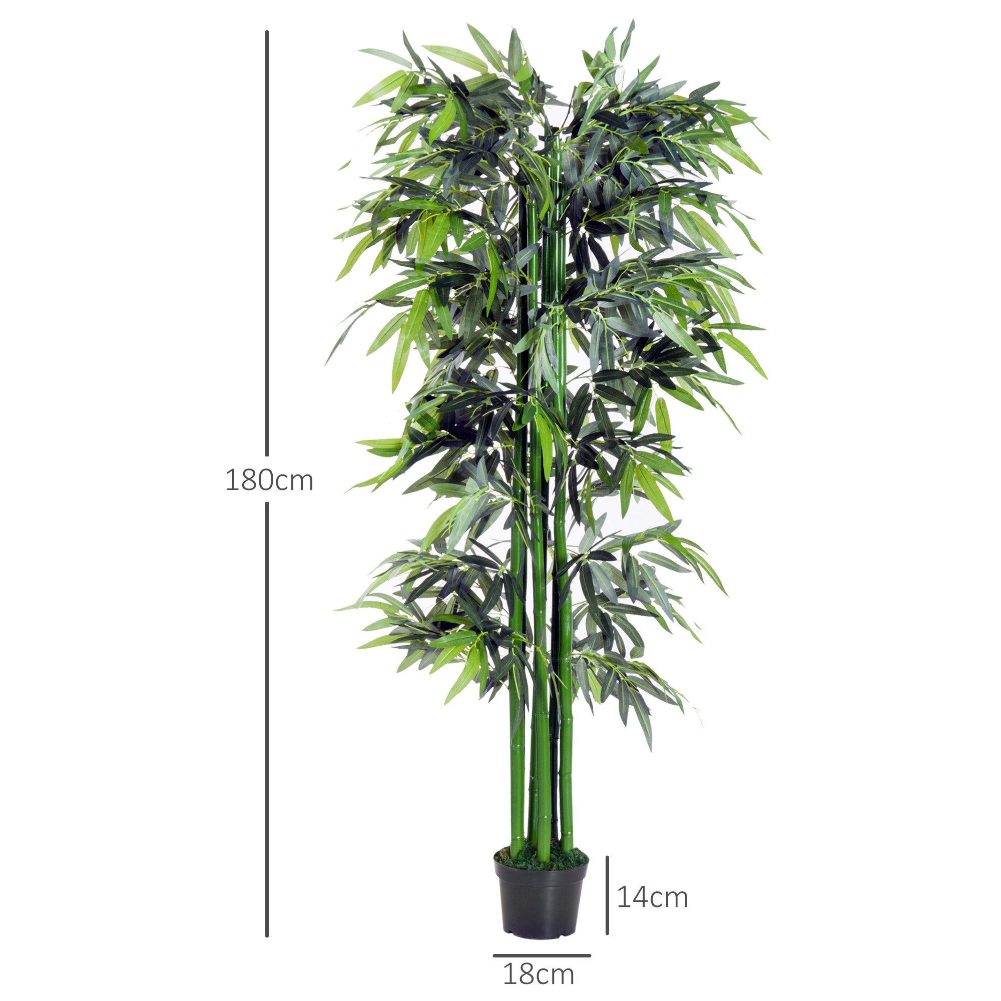 Outsunny 6ft Artificial Bamboo Tree Plant Greenary in A Pot for Home Office Planter 1.8M - North Peak Garden Furniture