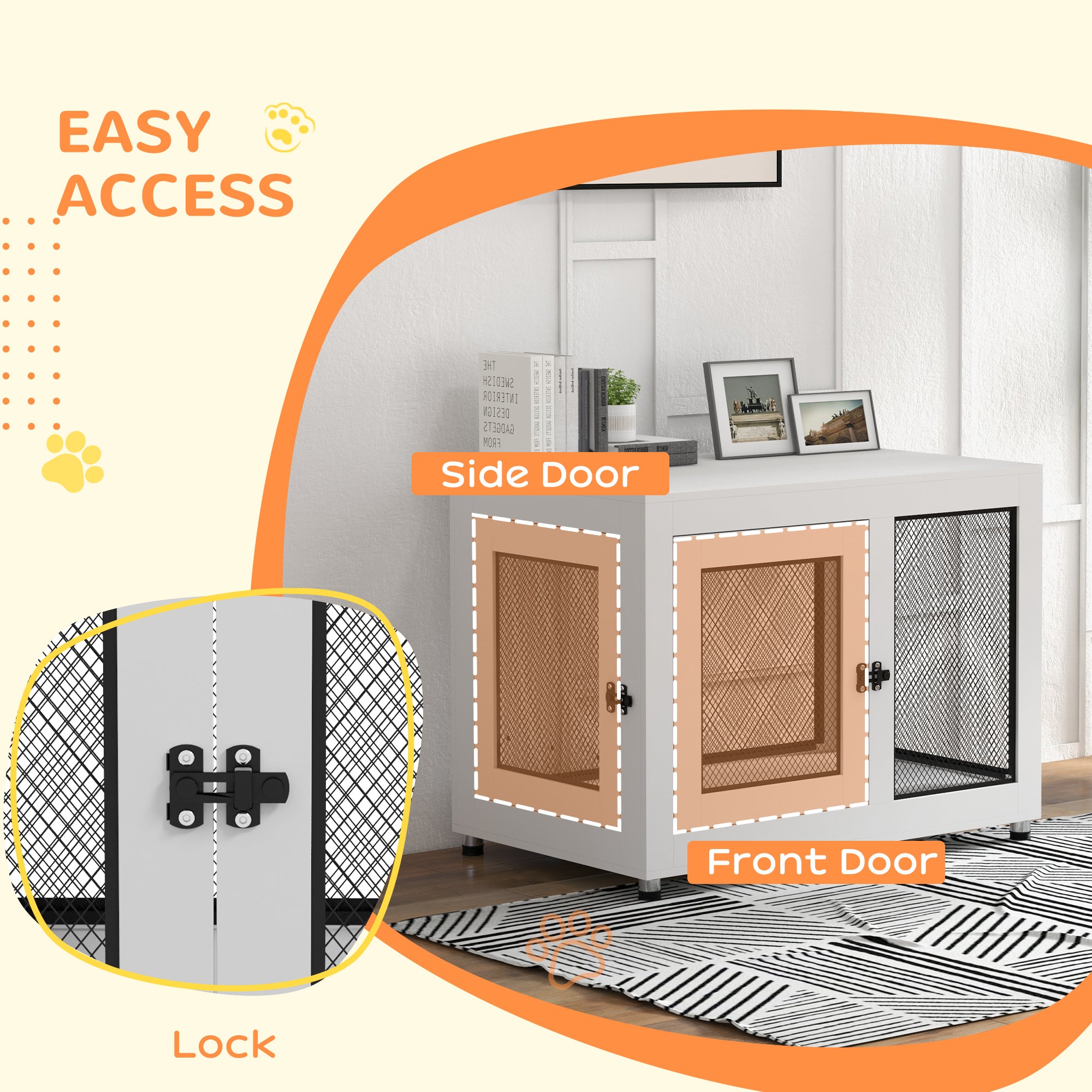 PawHut 2-in-1 Dog Cage & Side Table, with Two Doors, Cushion, for Large Dogs - North Peak Garden Furniture