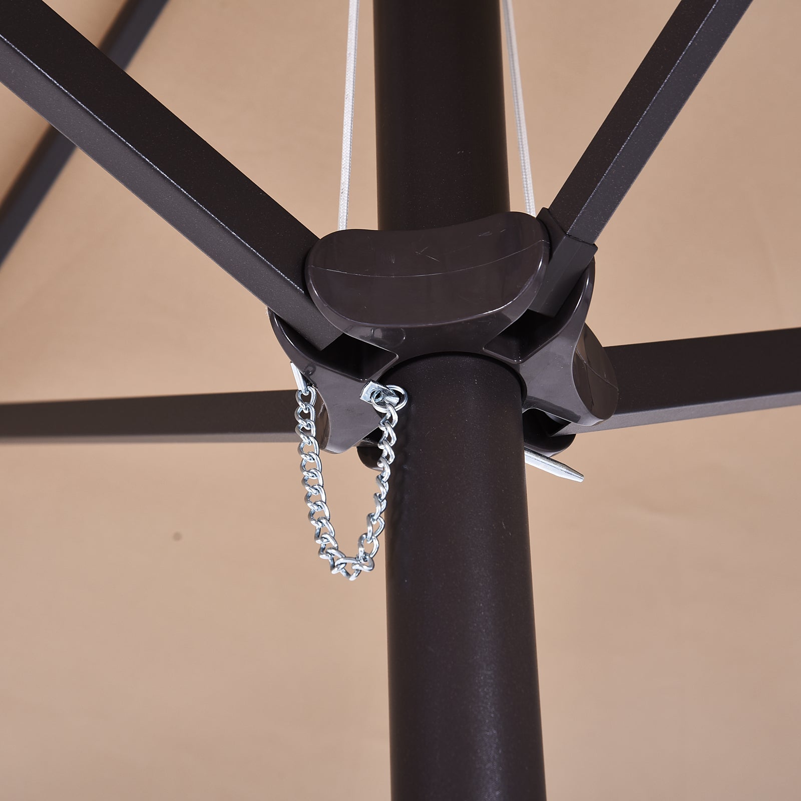 Outsunny 4.6m Garden Parasol Double-Sided Sun Umbrella Patio Market Shelter Canopy Shade with Weight Base, Tan - North Peak Garden Furniture