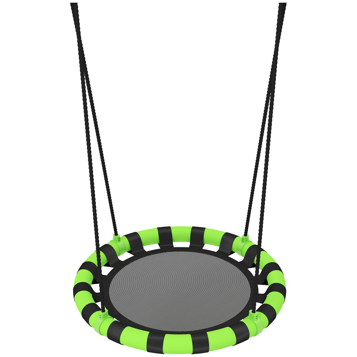 AIYAPLAY 60cm Diameter Kid Nest Swing Seat with Height Adjustable Ropes, for Outdoor, Indoor, Black/Green