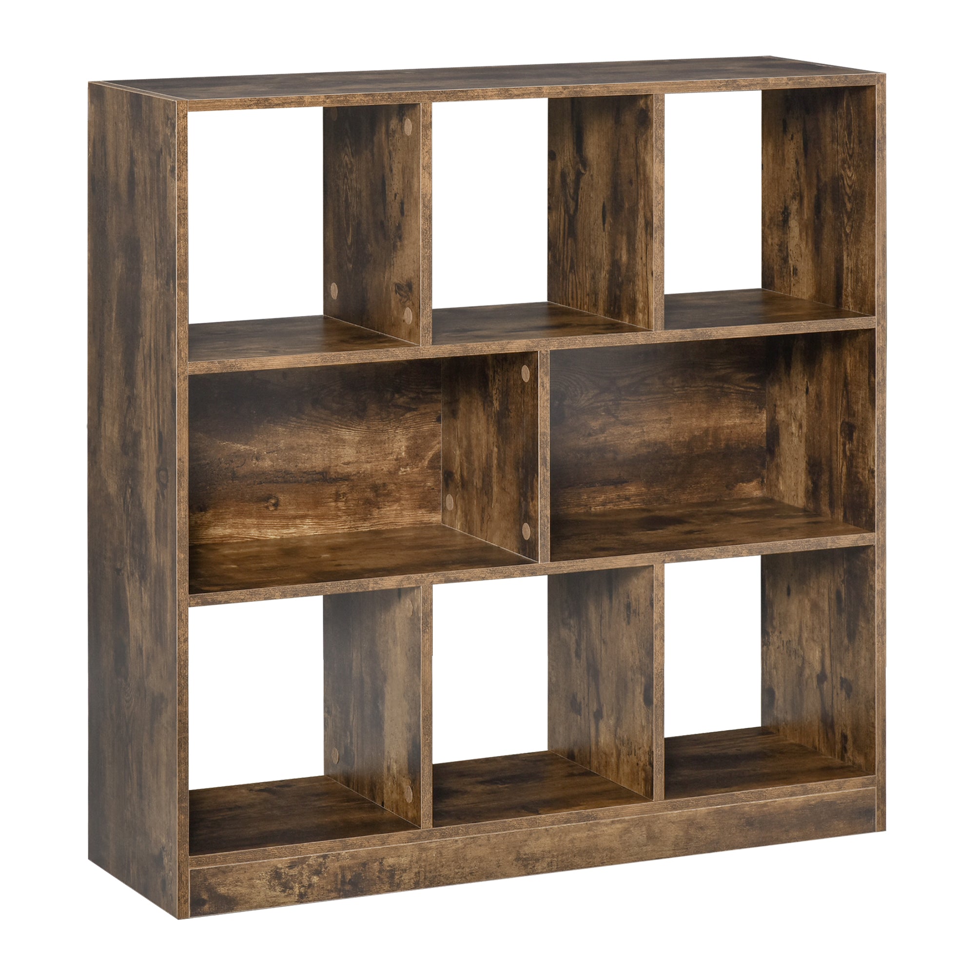 HOMCOM Storage Shelf 3-Tier Bookcase Display Rack Home Organizer for Home Office, Living Room, Playroom, Rustic Brown - North Peak Garden Furniture