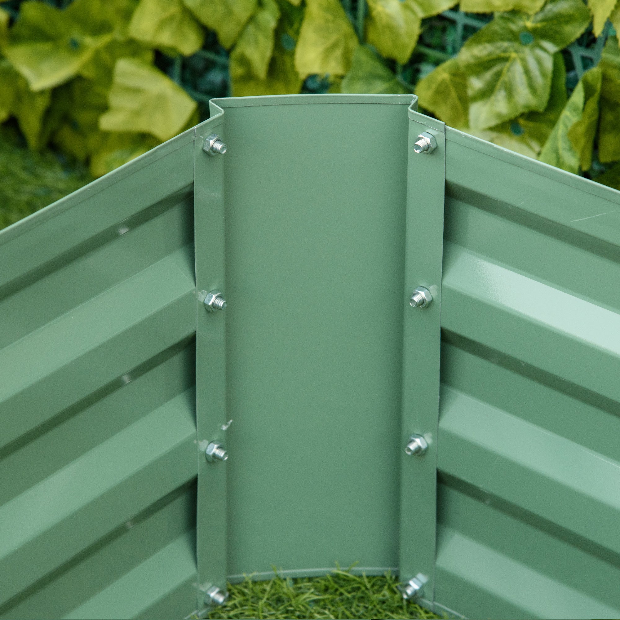Outsunny Set of 2 291L Raised Garden Bed, Elevated Galvanised Planter Box for Flowers, Herbs, 100x100x30cm, Green - North Peak Garden Furniture