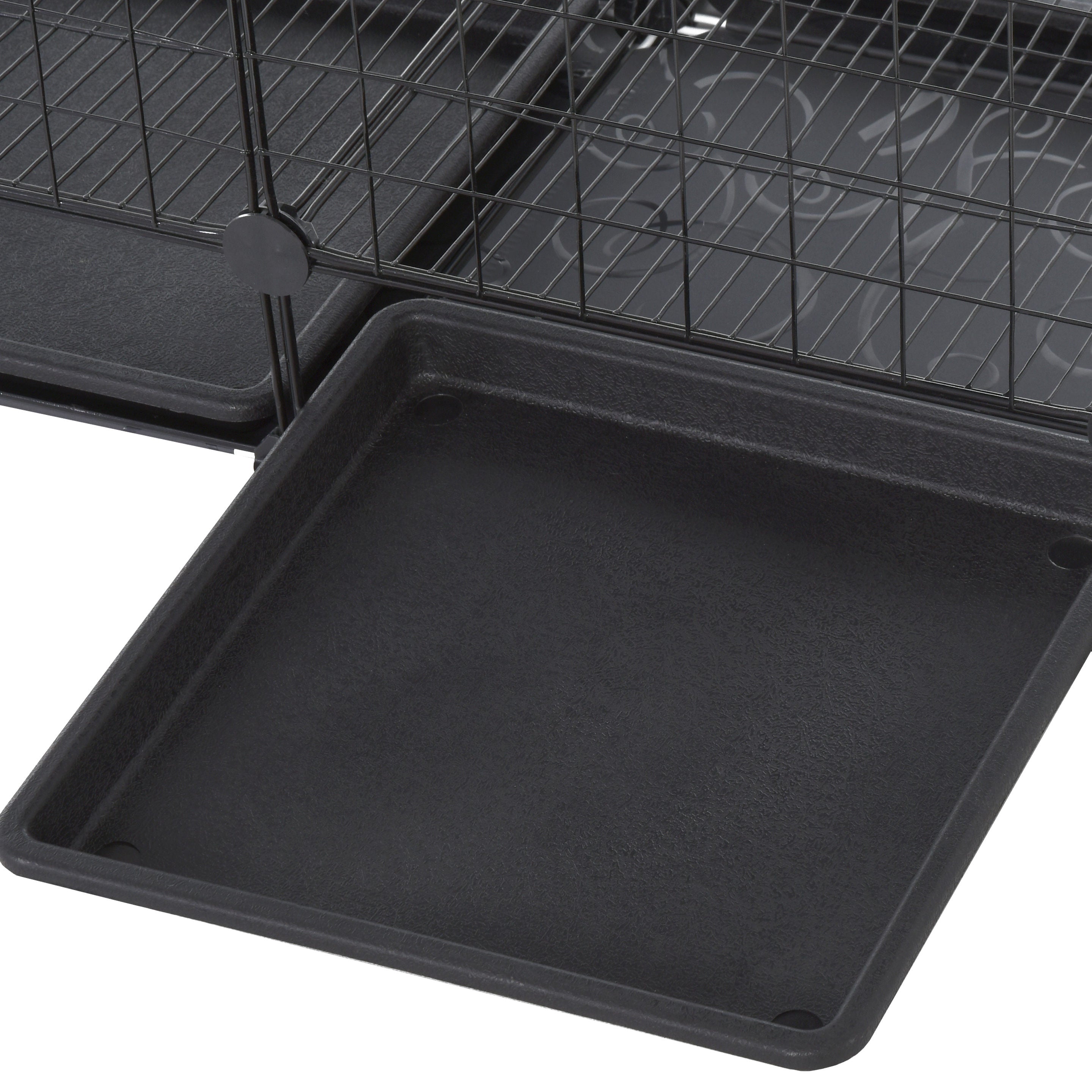 PawHut 3 Level DIY Pet Playpen Metal Small Animal Cage Rabbit Ferret Chinchillas Cage 4 Doors Bottom Trays Black - North Peak Garden Furniture