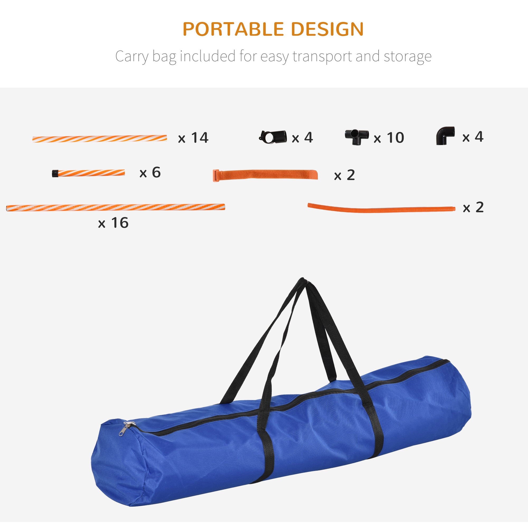 PawHut Dog Agility Equipment Pet Training Set with Adjustable Height Jump Ring Hurdle Whistle Weave Poles Square Pause Box Carry Bag - North Peak Garden Furniture