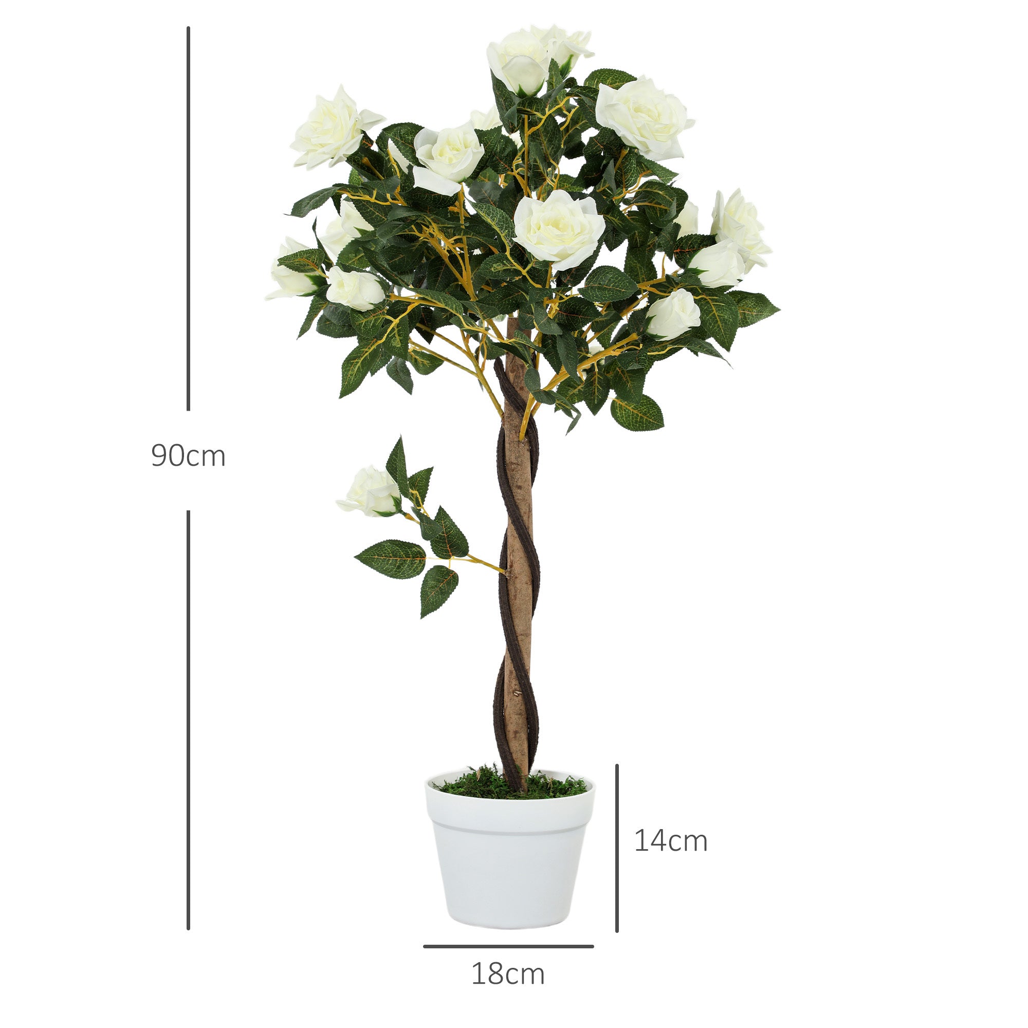 Outsunny Set of Two Faux Rose Trees - White