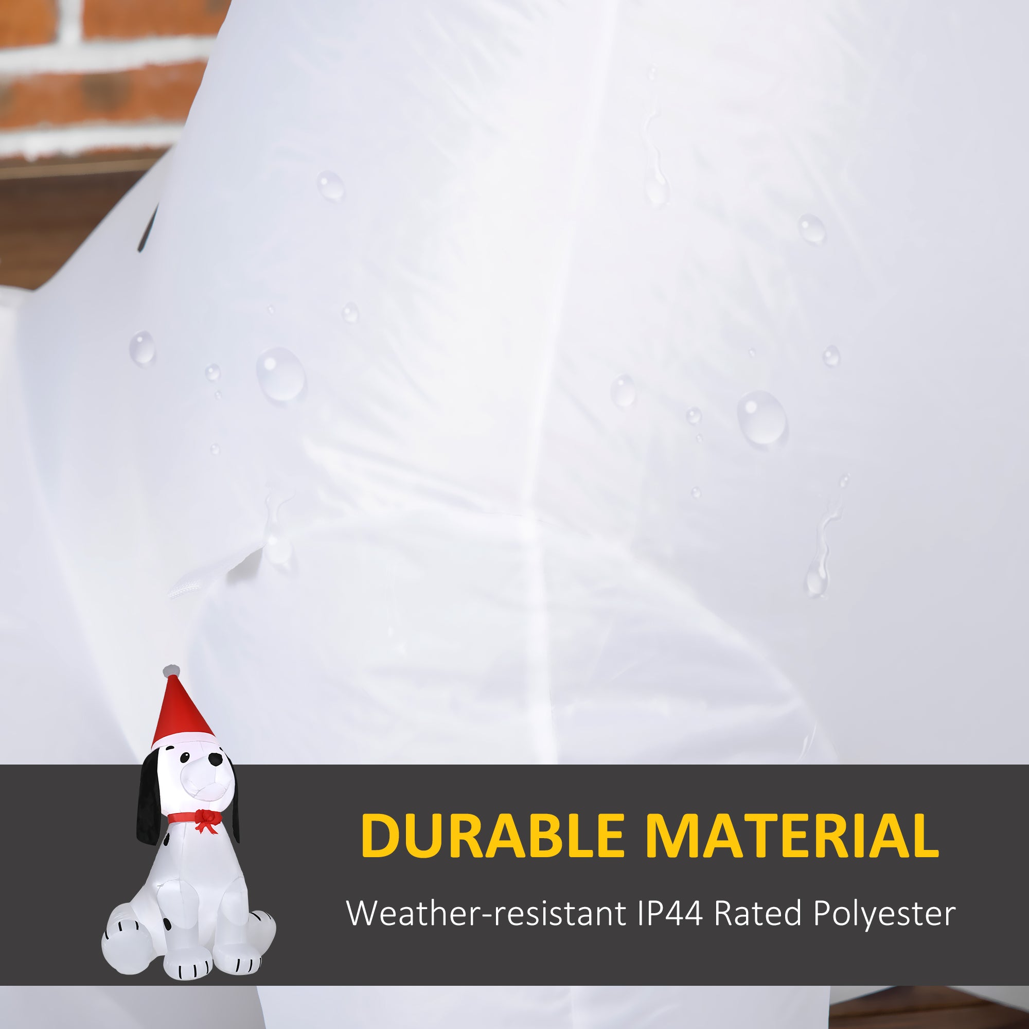HOMCOM 6ft Inflatable Christmas Puppy Dog Wearing Santa Hat Lighted Outdoor Decoration Blow Up Decor for Holiday Indoor - North Peak Garden Furniture