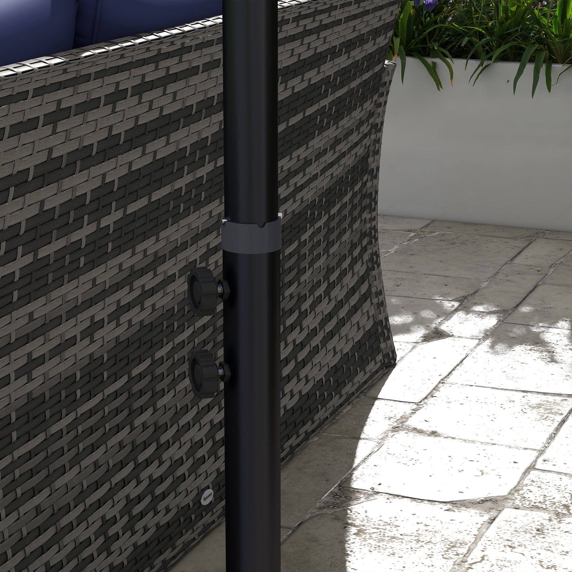 Outsunny 3m Square Canopy Cantilever Parasol, with Cross Base - Brown - North Peak Garden Furniture