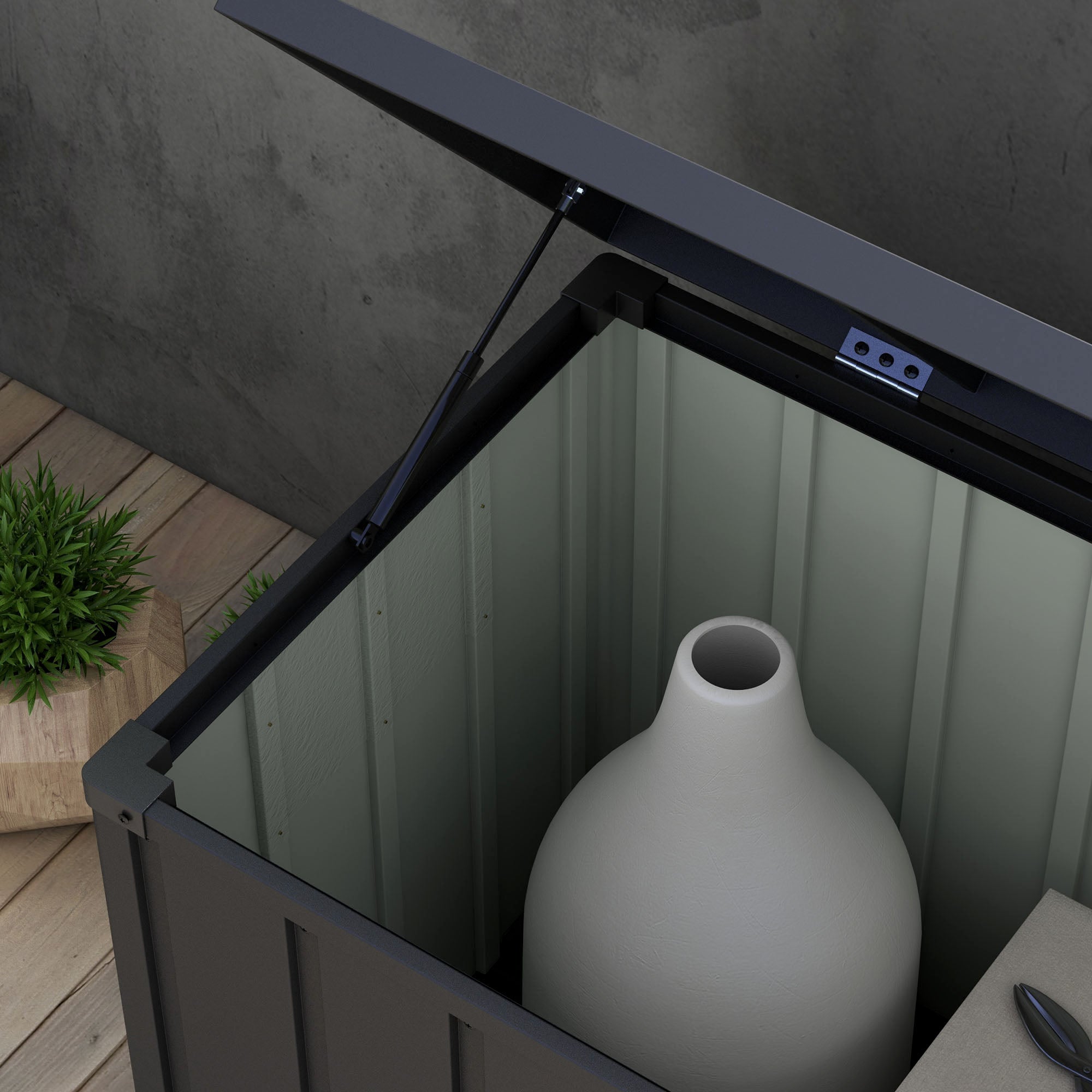 Outsunny 450L Galvanised Steel Garden Storage Box, with Wheels - Dark Grey - North Peak Garden Furniture