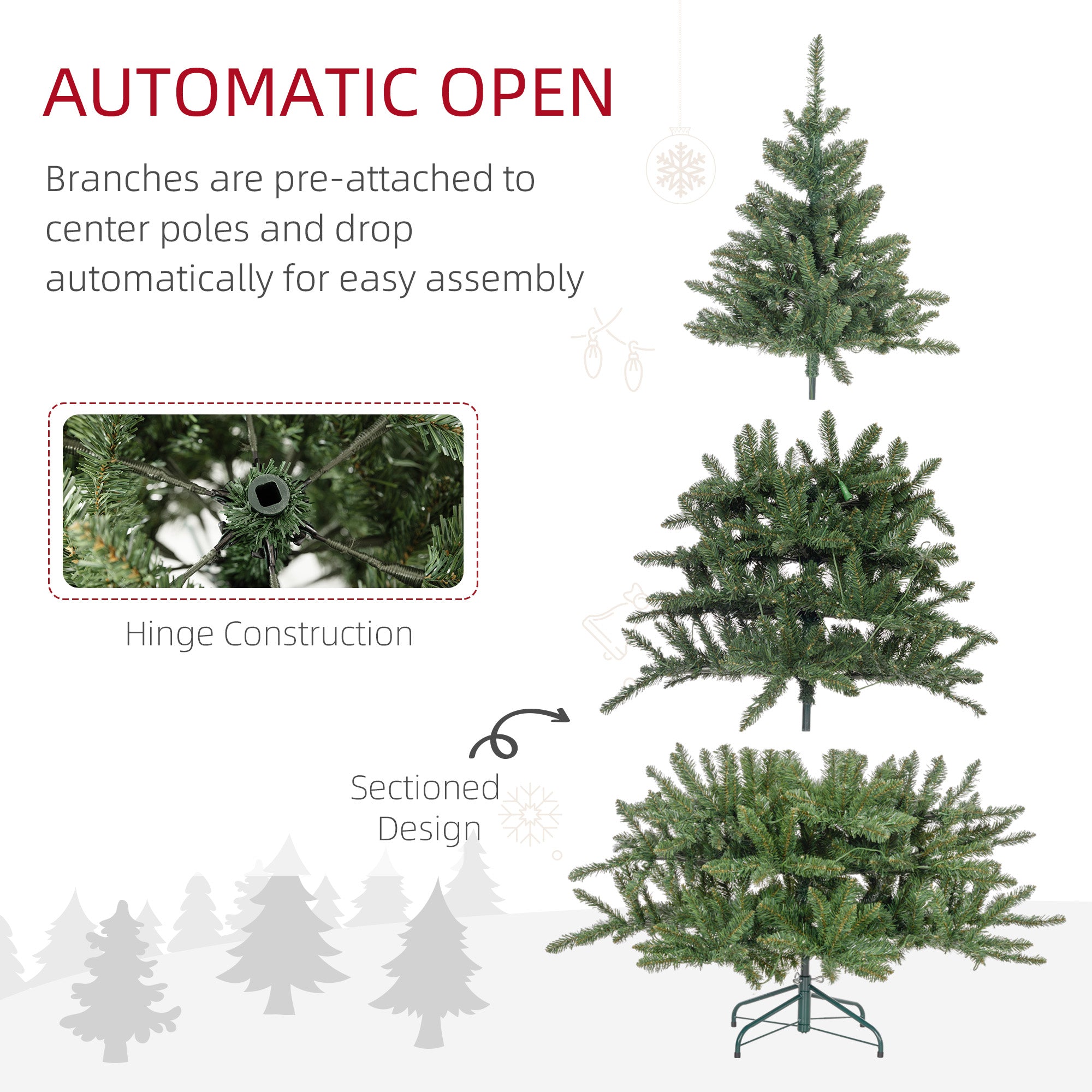 HOMCOM 6ft White Light Artificial Christmas Tree - North Peak Garden Furniture
