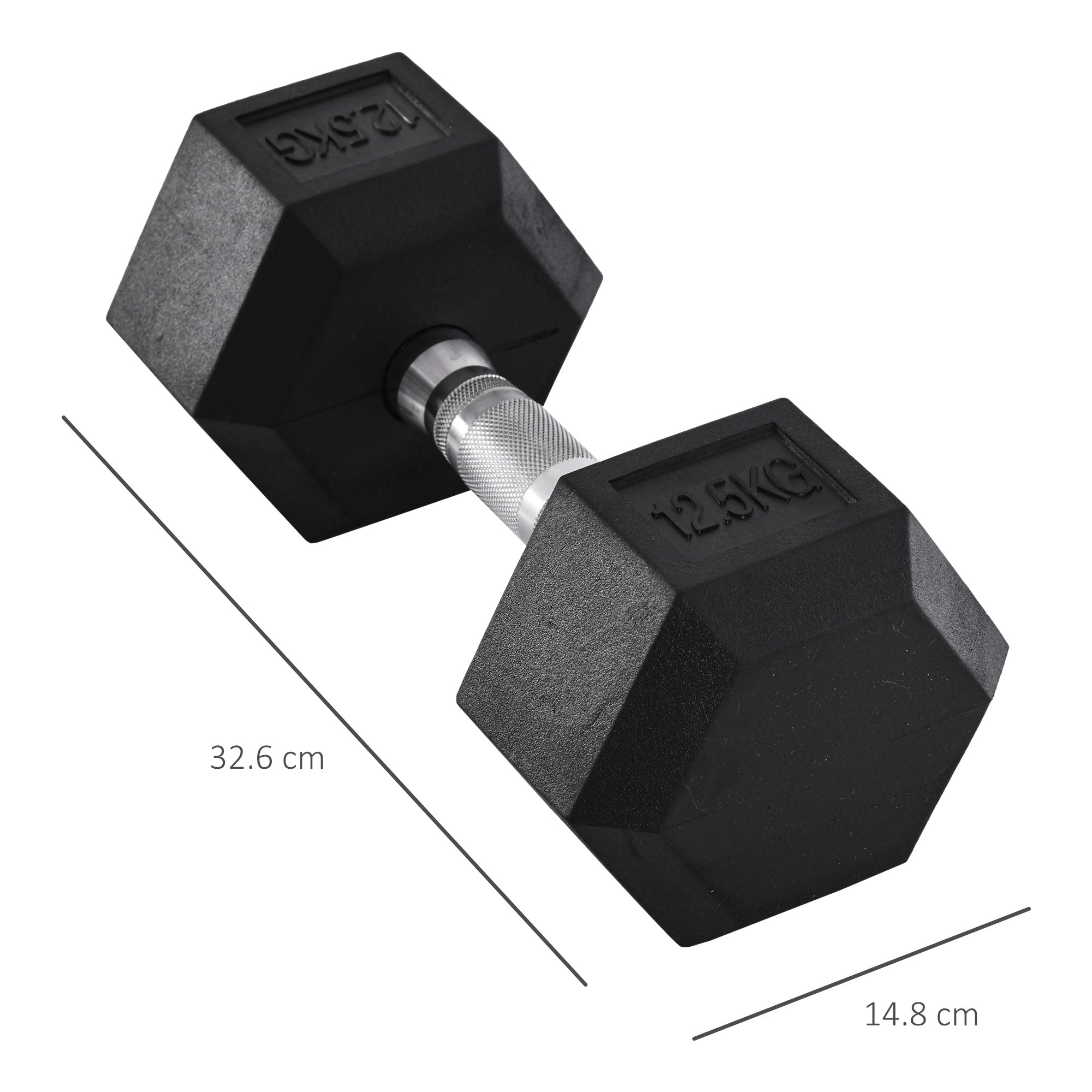 HOMCOM 2x12.5kg Rubber Hex Dumbbell Portable Hand Weights Dumbbell Home Gym Workout Fitness Hand Dumbbell - North Peak Garden Furniture