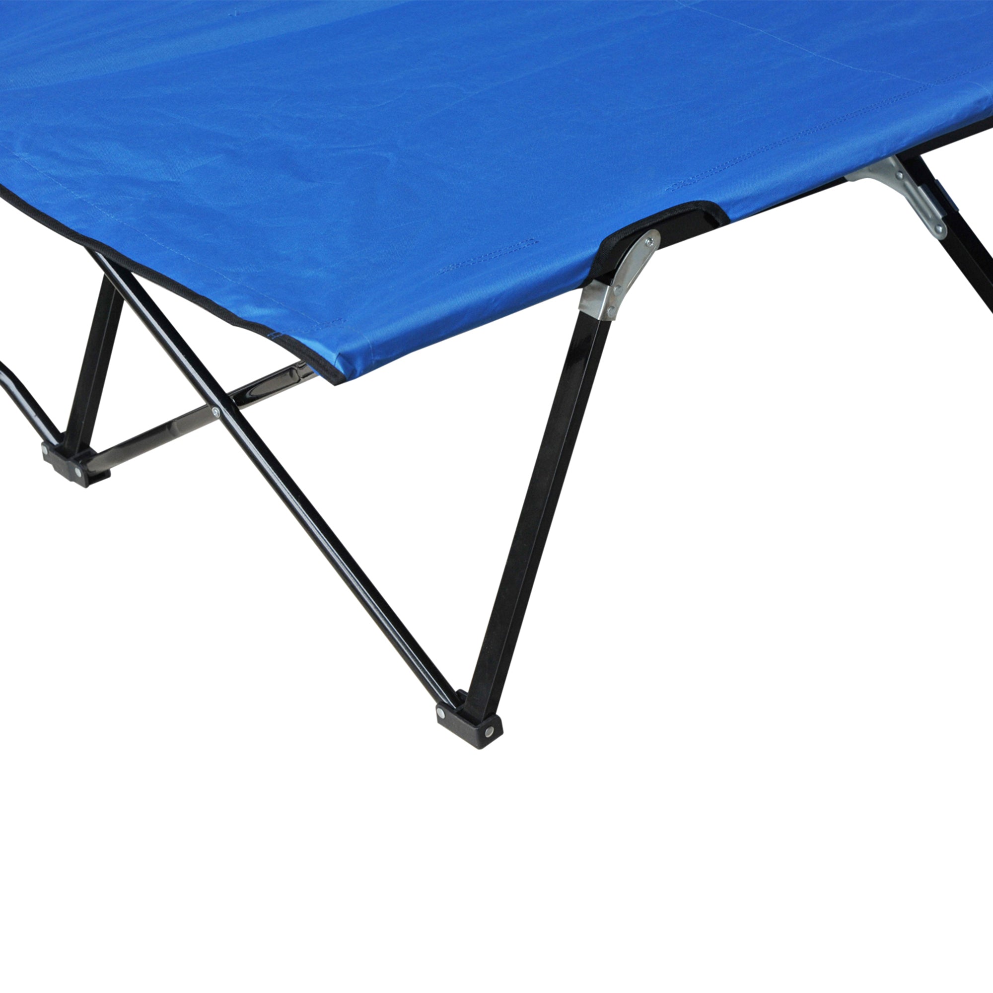 Outsunny Double Camping Bed Camping Cot Foldable Sunbed Outdoor Patio Sleeping Bed Super Light with Carry Bag (Blue) - North Peak Garden Furniture
