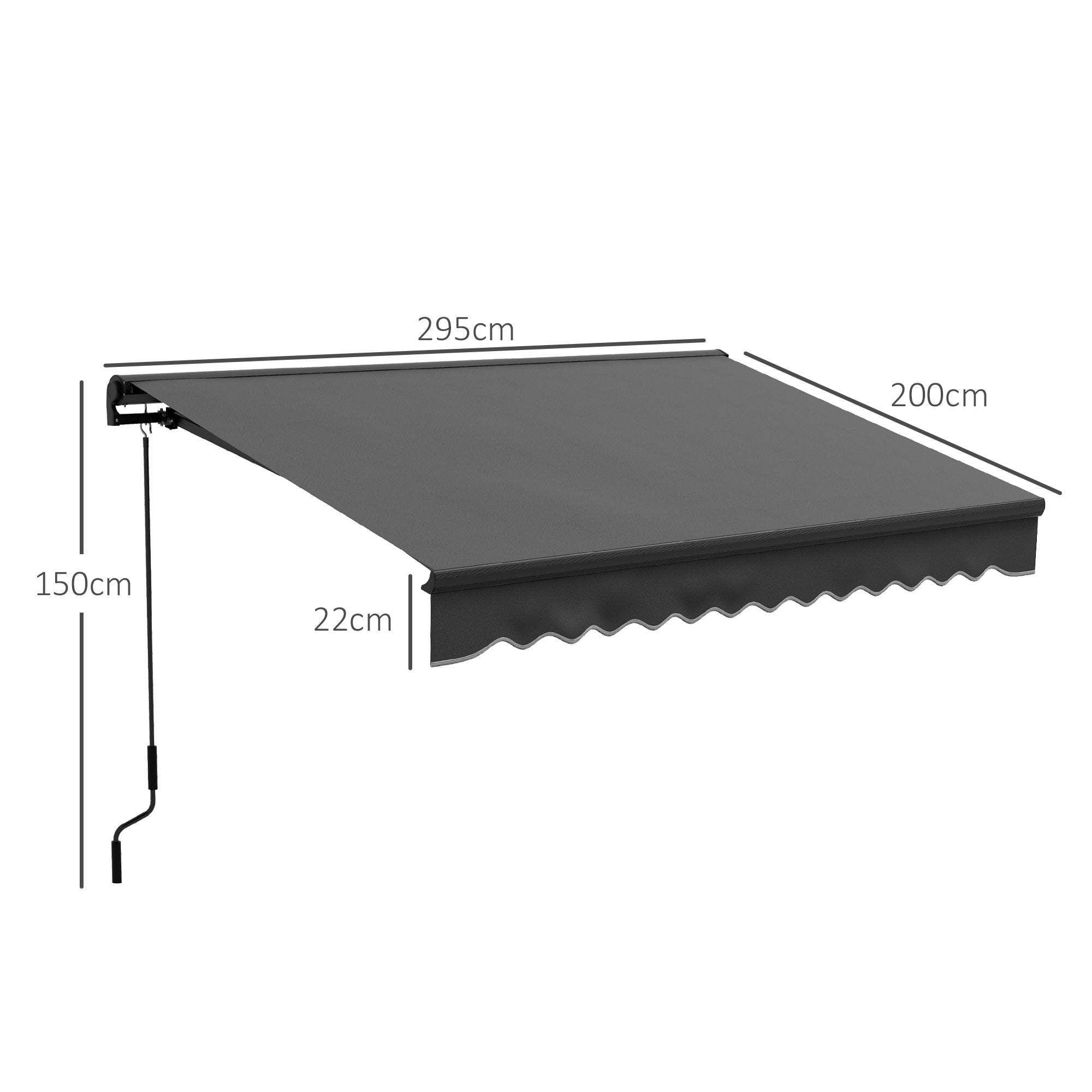 Outsunny 3 x 2m Aluminium Frame Electric Awning, with Remote - Dark Grey