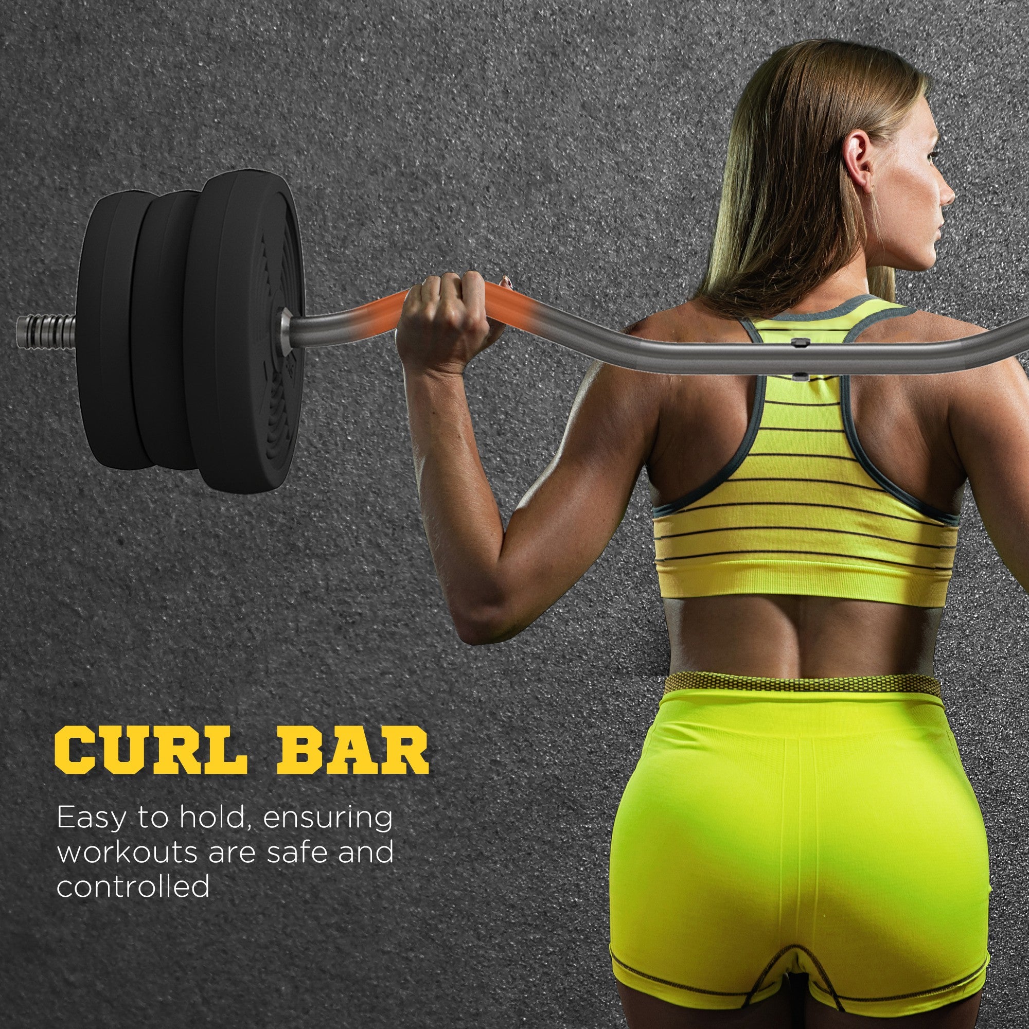 SPORTNOW 25kg Barbell Set, Adjustable Weights with Curl bar and Non-Slip Handle, for Women and Men Weight Lifting Training - North Peak Garden Furniture
