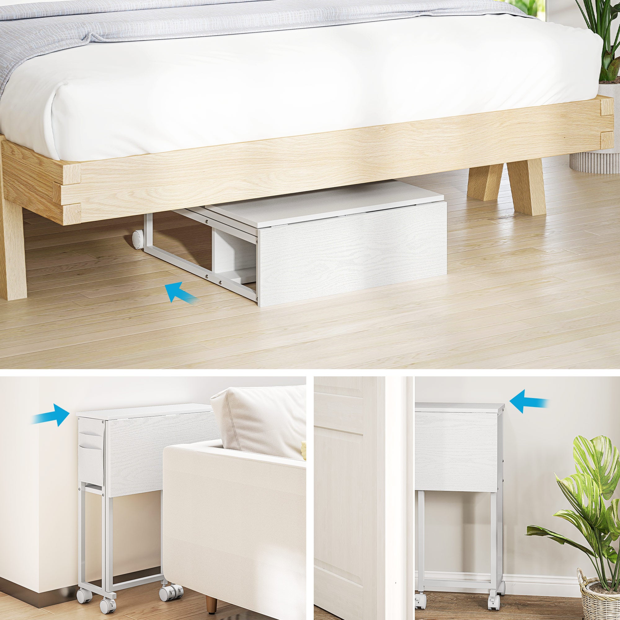 HOMCOM 63 cm Drop Leaf Writing Work Desk - White - North Peak Garden Furniture