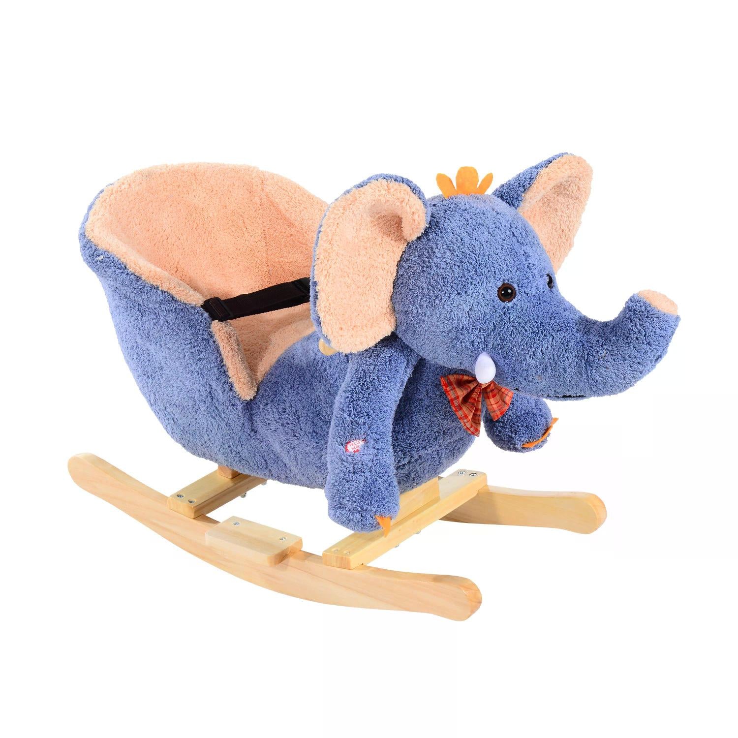 HOMCOM Children Rocking Seat with Sound, Elephant-Blue/Beige