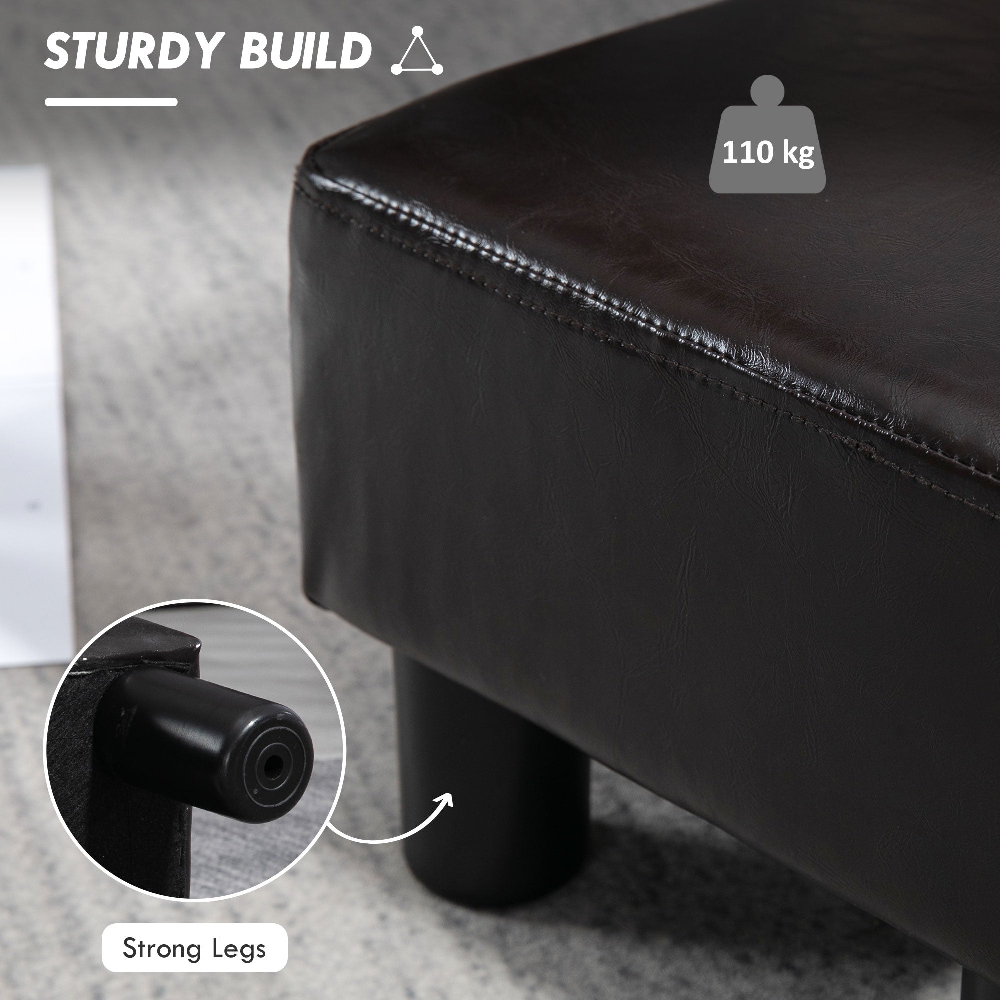 HOMCOM PU Leather Footstool Ottoman Cube with 4 Plastic Legs - North Peak Garden Furniture