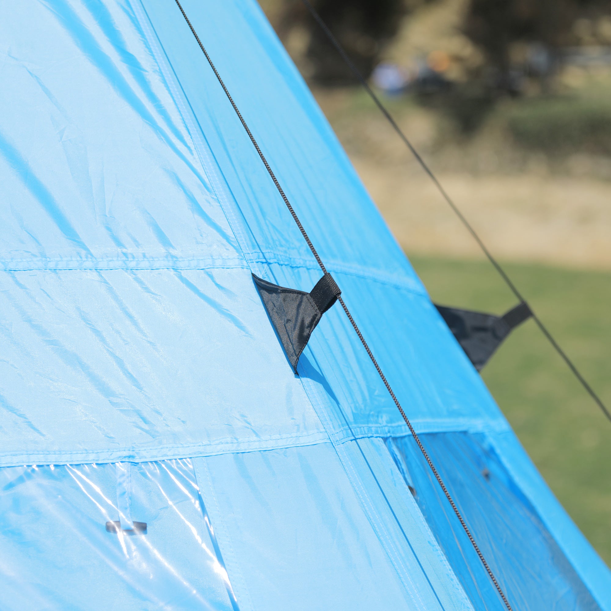 Outsunny 6 Men Tipi Tent, Camping Tent, Teepee Family Tent with Mesh Windows, Sewn-in Tent Floor, Two Doors and Carry Bag, Easy Set Up, for Hiking Picnics Outdoor Night, Blue - North Peak Garden Furniture
