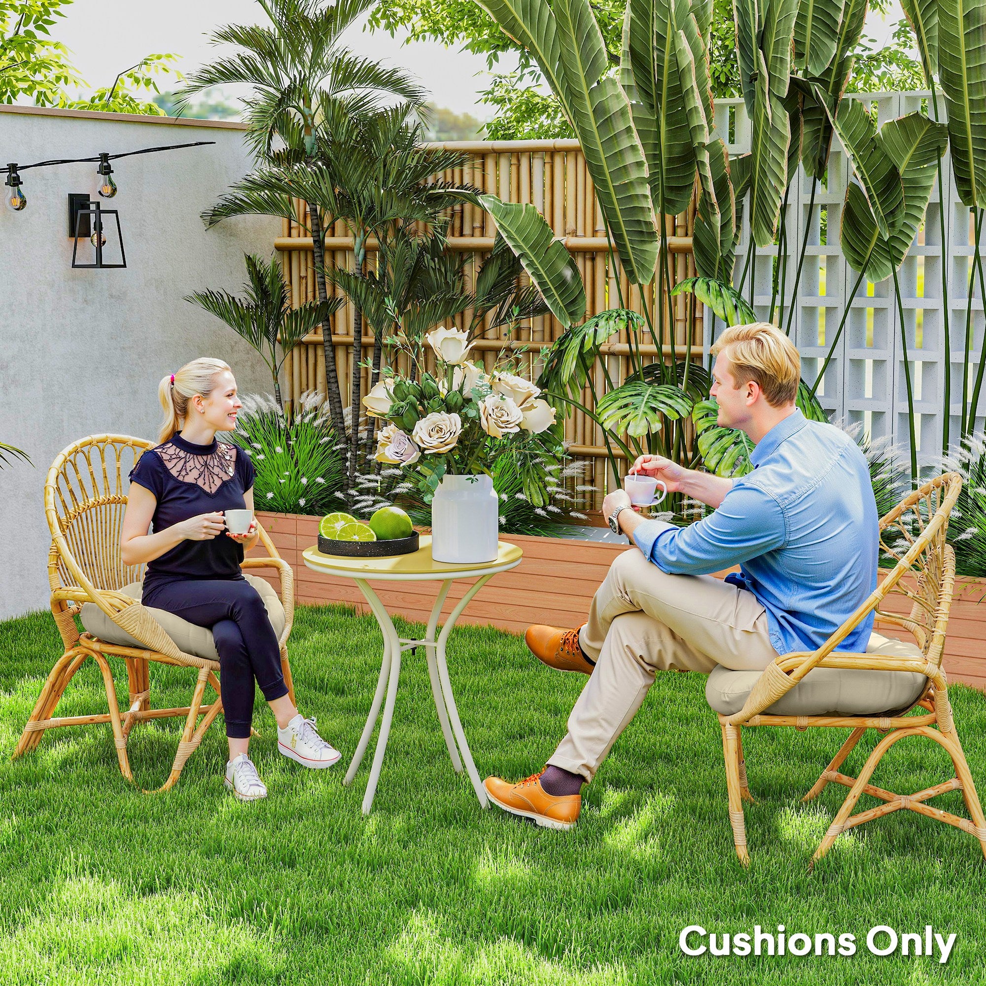 Outsunny Set of Two Φ60cm Outdoor Cushions - Beige - North Peak Garden Furniture