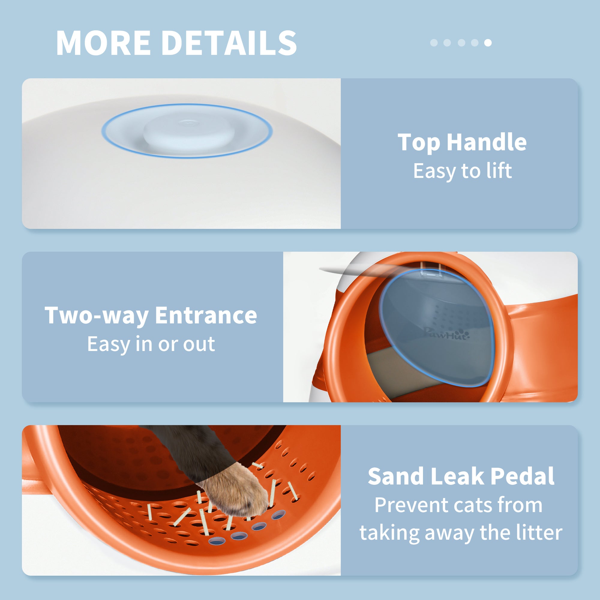 PawHut Foldable Cat Litter Tray with Lid, Deodorant, Scoop, Orange - North Peak Garden Furniture