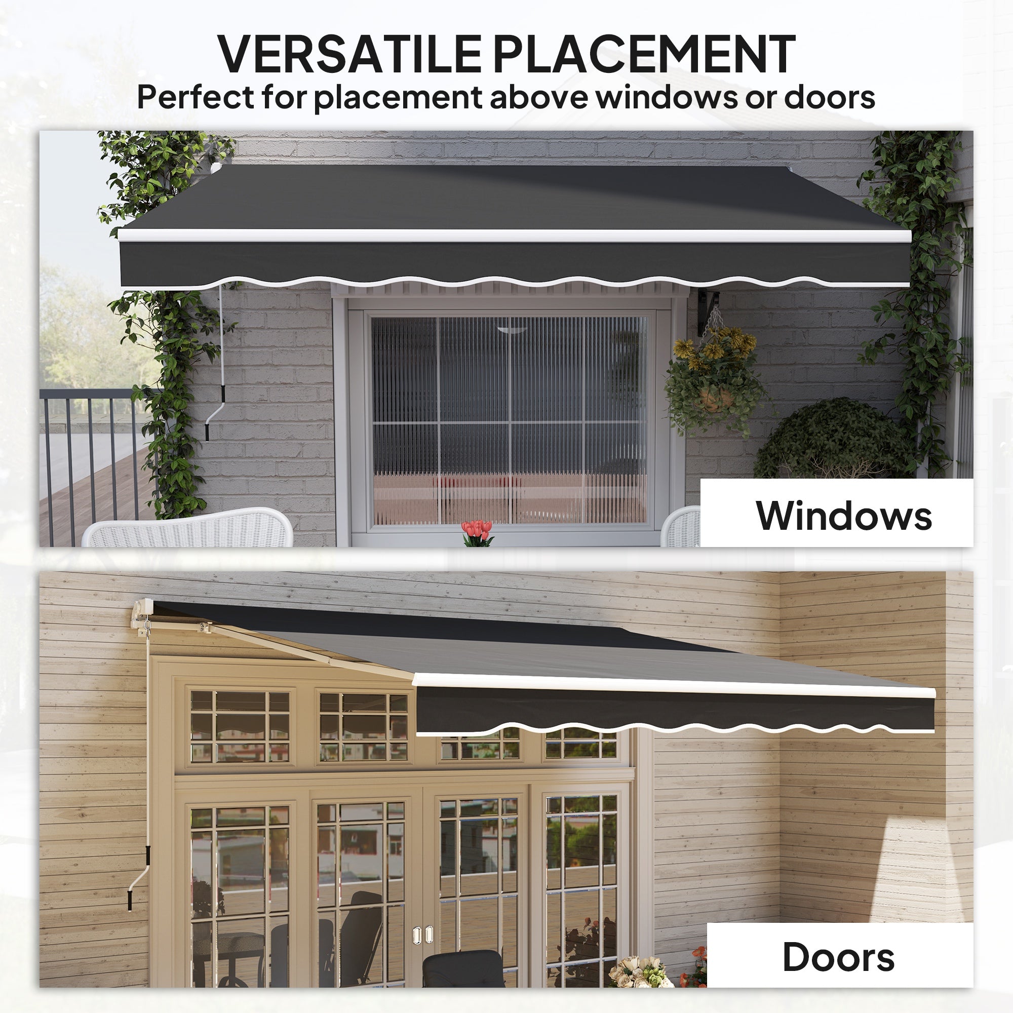 Outsunny Garden Retractable Awning - Black - North Peak Garden Furniture