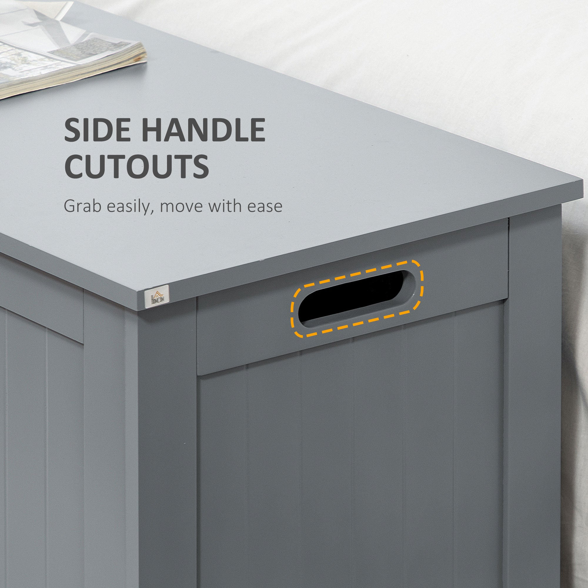 HOMCOM Large Storage Box Toy Chest Cabinet Container Unit Organizer with Lid & Safety Hinges, Grey - North Peak Garden Furniture