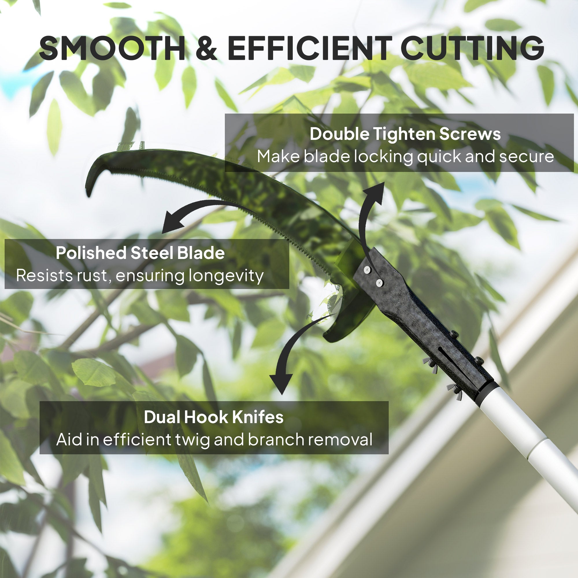 Outsunny 1.8-2.9 m Extendable Tree Pruner, Tree Lopper Long Reach Telescopic with Extendable Handle & 40 cm Saw, Lightweight Manual Pole Saw for High Branches Trimming - North Peak Garden Furniture