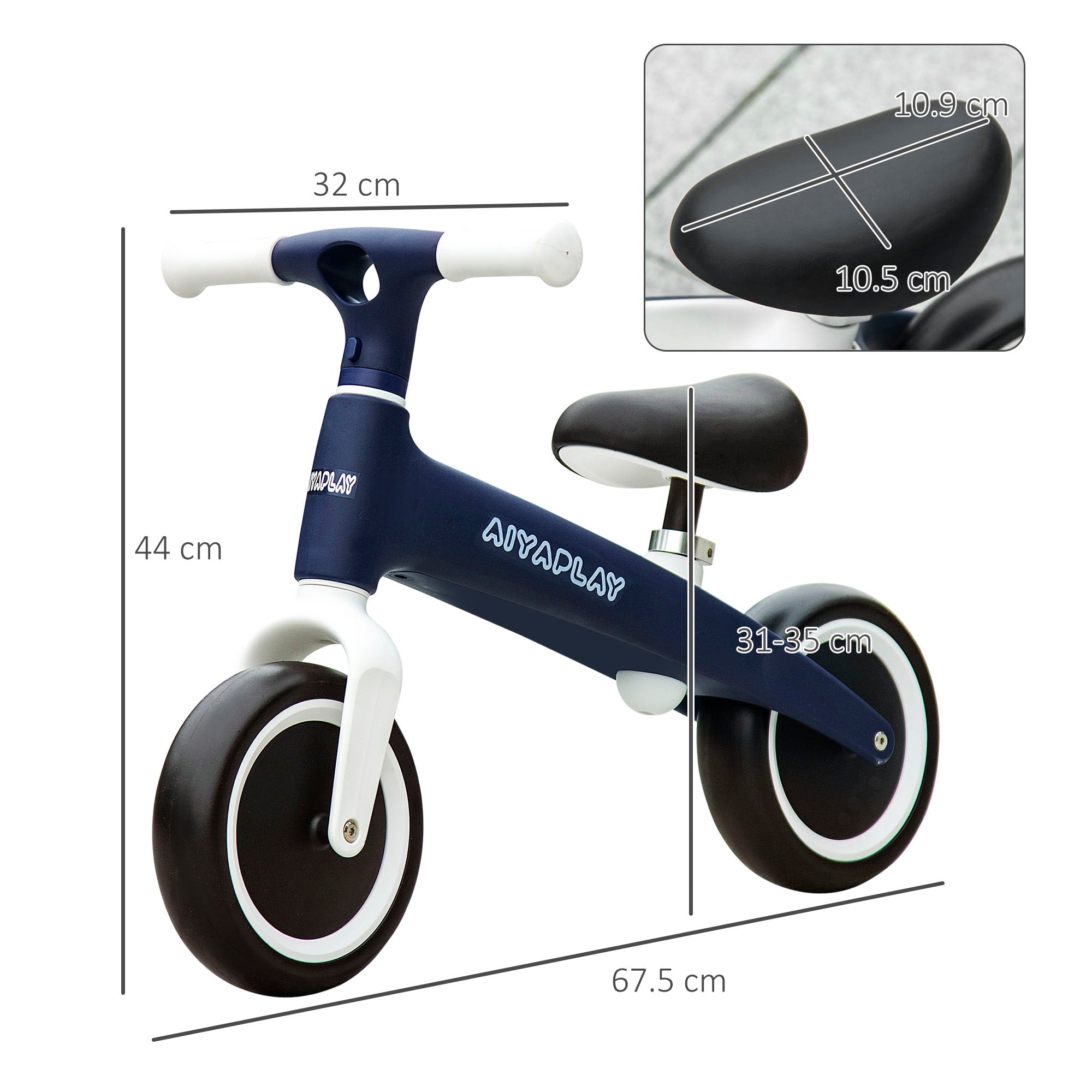 AIYAPLAY Baby Balance Bike, with Adjustable Seat, for 1.5-3 Years - Blue - North Peak Garden Furniture
