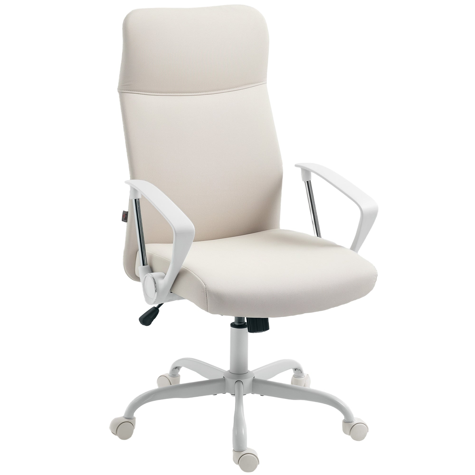 HOMCOM Fabric High Back Office Chair - Cream White - North Peak Garden Furniture