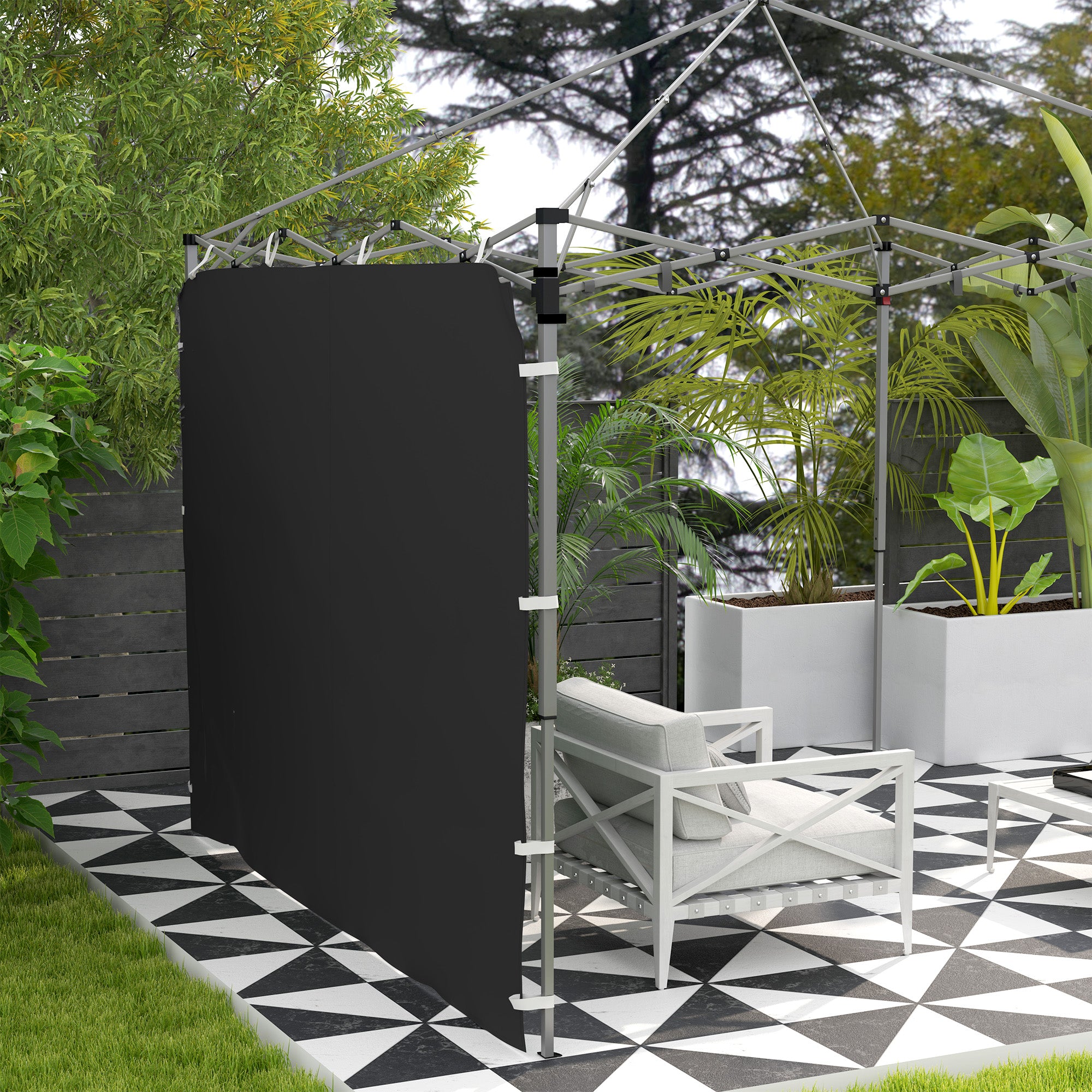 Outsunny 195 x 295cm Replacement Gazebo Sidewall - Black - North Peak Garden Furniture