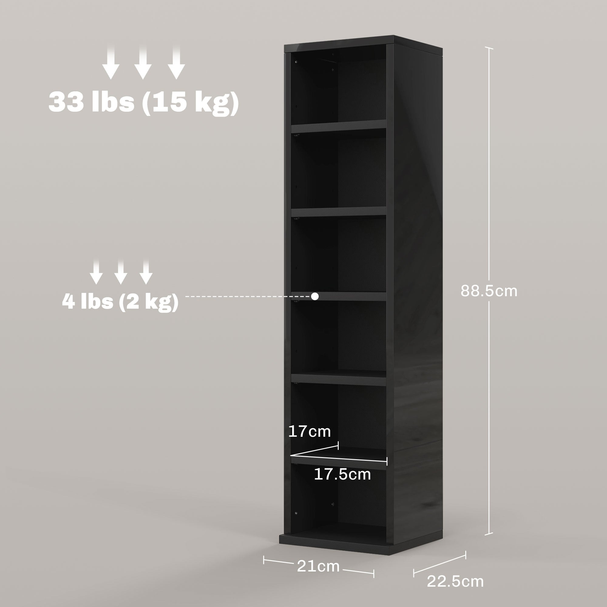 HOMCOM Set of Two 102 CD Storage Units - High Gloss Black - North Peak Garden Furniture