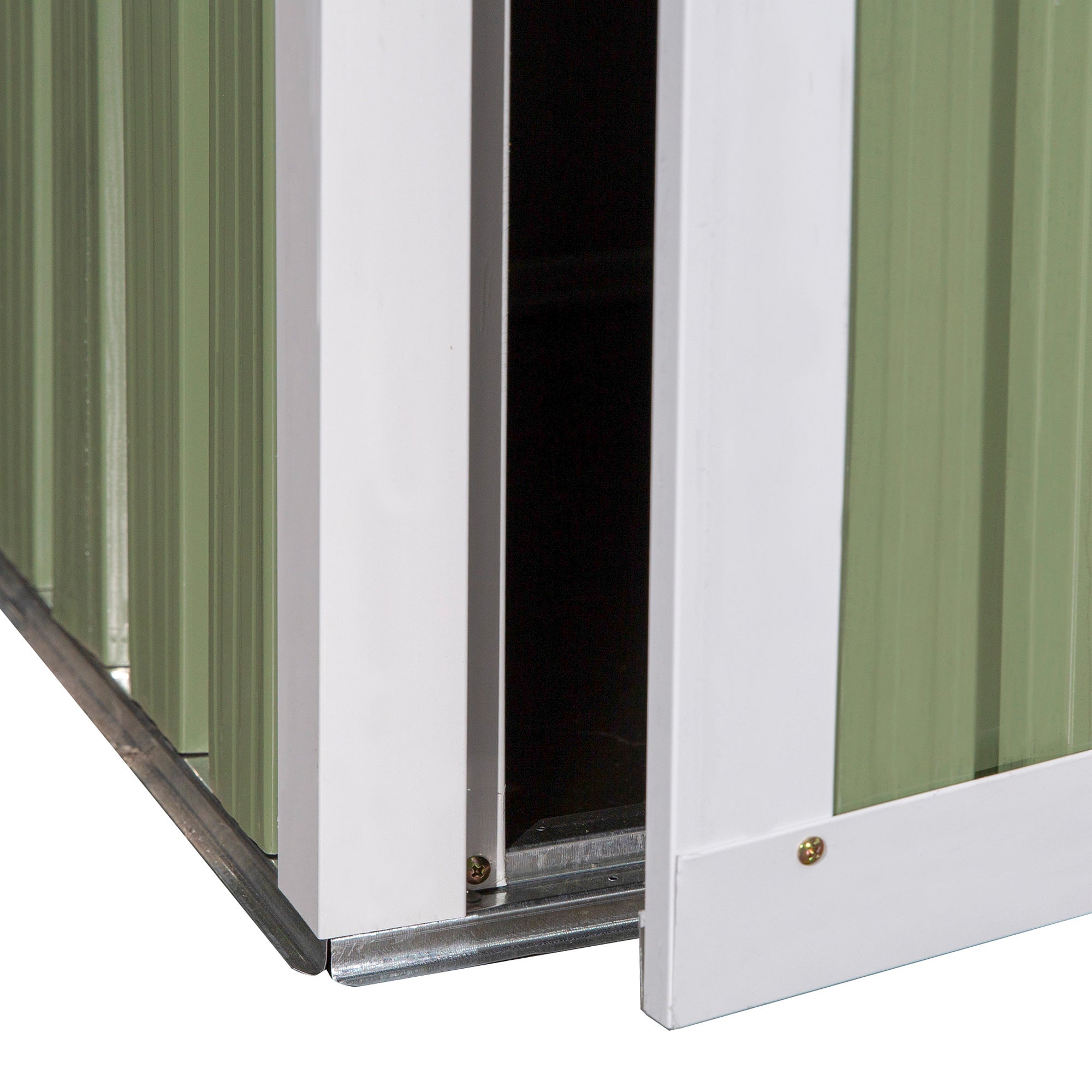 Outsunny 5ft x 3ft Garden Metal Storage Shed, Outdoor Tool Shed with Sloped Roof, Lockable Door for Tools, Equipment, Light Green - North Peak Garden Furniture