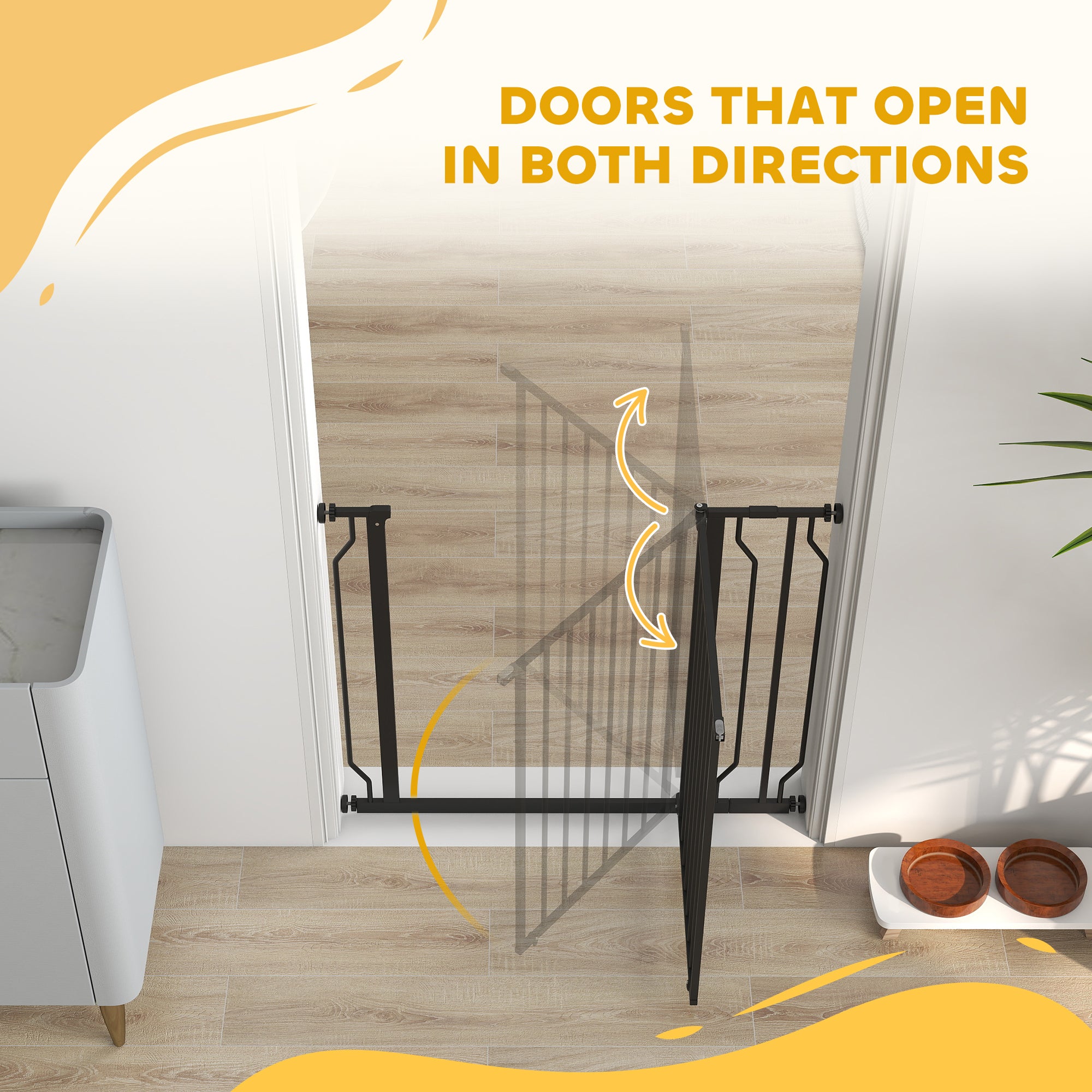 PawHut Wide Dog Safety Gate, with Door Pressure, for Doorways, Hallways, Staircases - Black