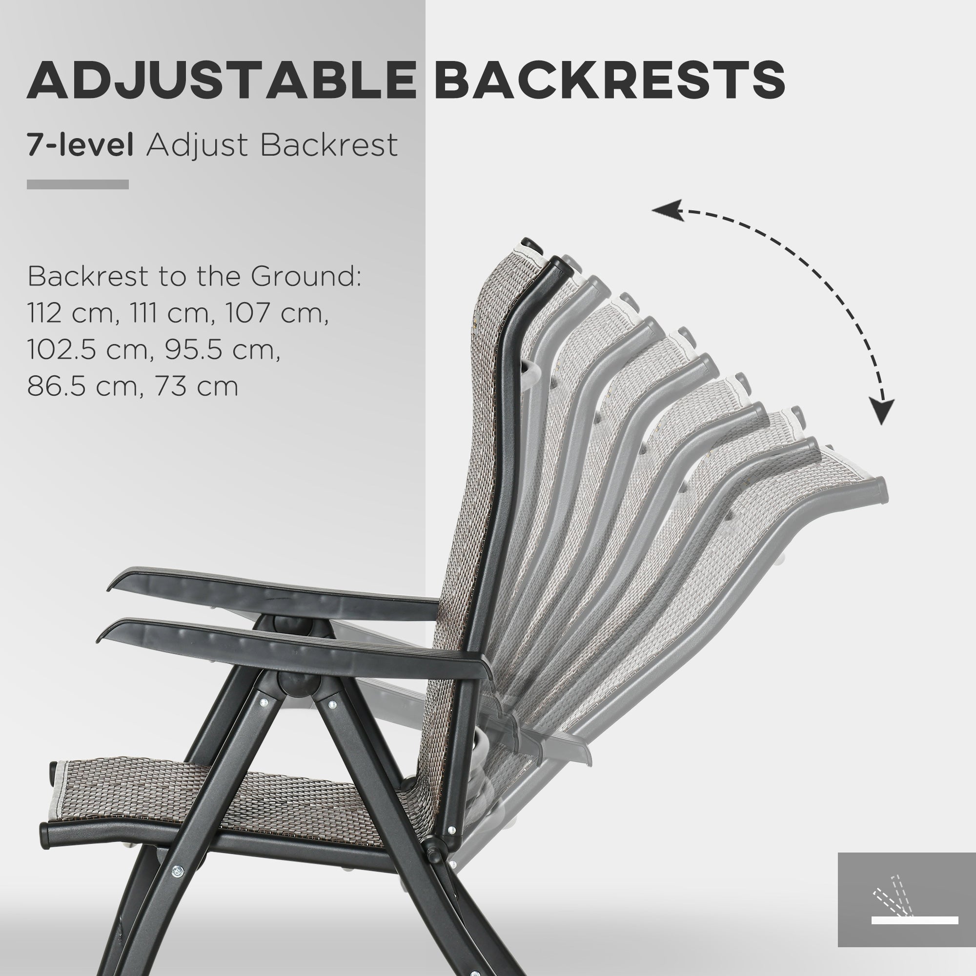 Outsunny Set of Two Folding Garden Chairs, with Seven-Position Adjustable Backs - Brown - North Peak Garden Furniture