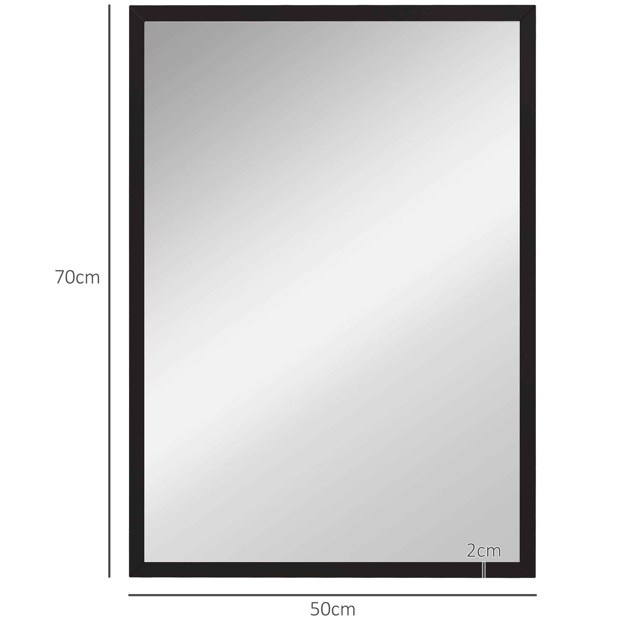 HOMCOM Wall Bathroom Mirror, 70 x 50 cm Wall-Mounted Mirror for Living Room, Bedroom, Hallway, Black - North Peak Garden Furniture