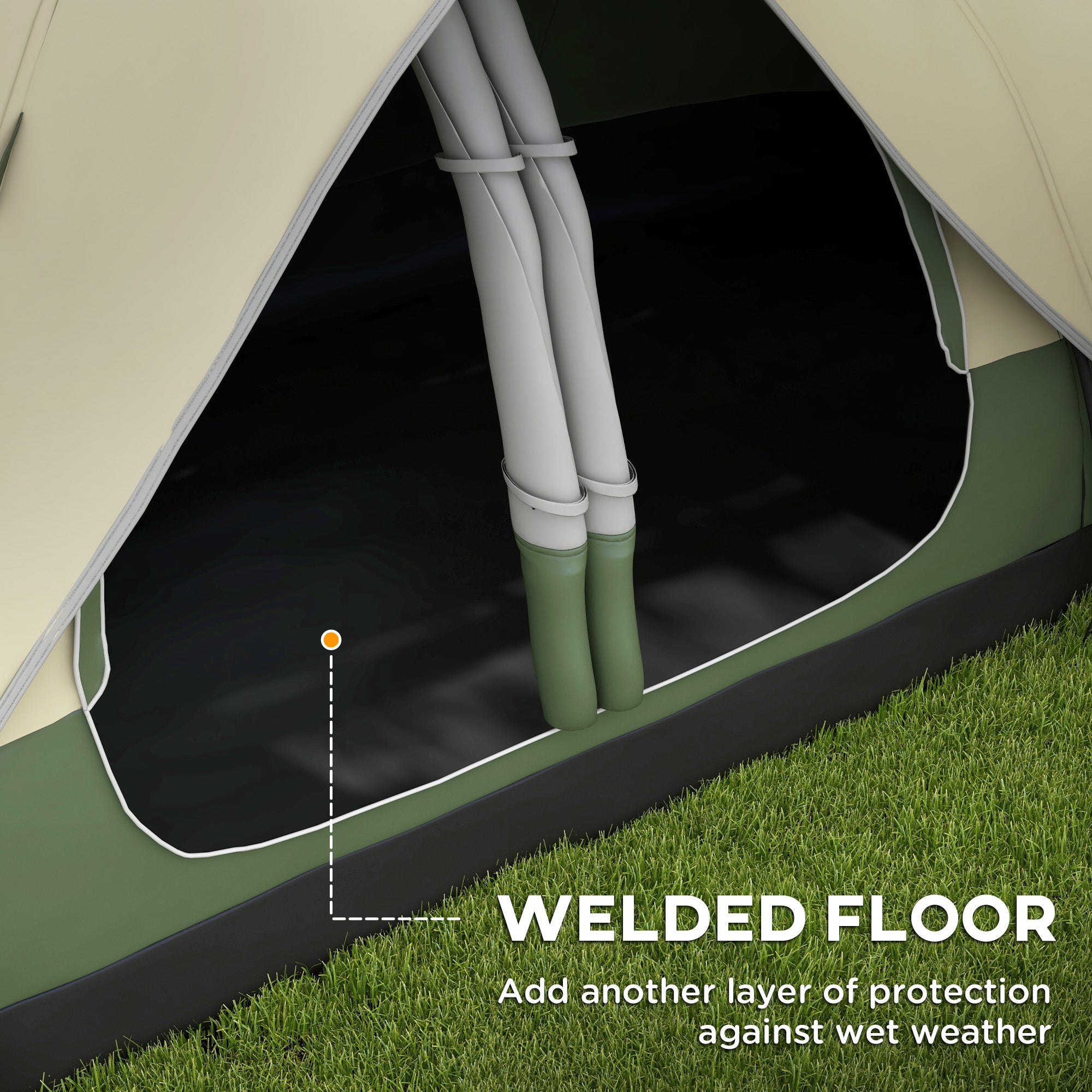 Outsunny Camping Tent for 6-8 Man with 2000mm Waterproof Rainfly and Carry Bag for Fishing Hiking Festival, Dark Green - North Peak Garden Furniture