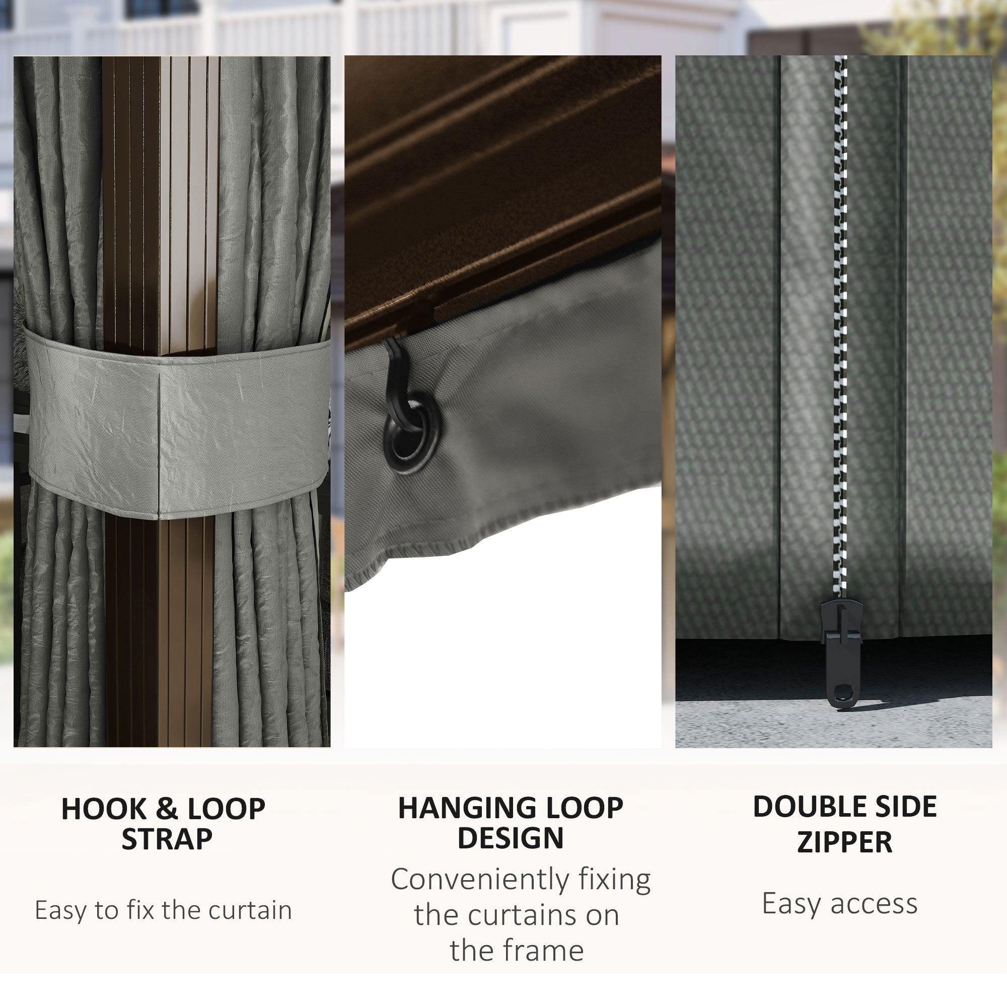 Outsunny 3 x 4m Hardtop Gazebo Canopy with Metal Roof, Aluminium Gazebo Permanent Pavilion with Netting and Curtains, Dark Grey
