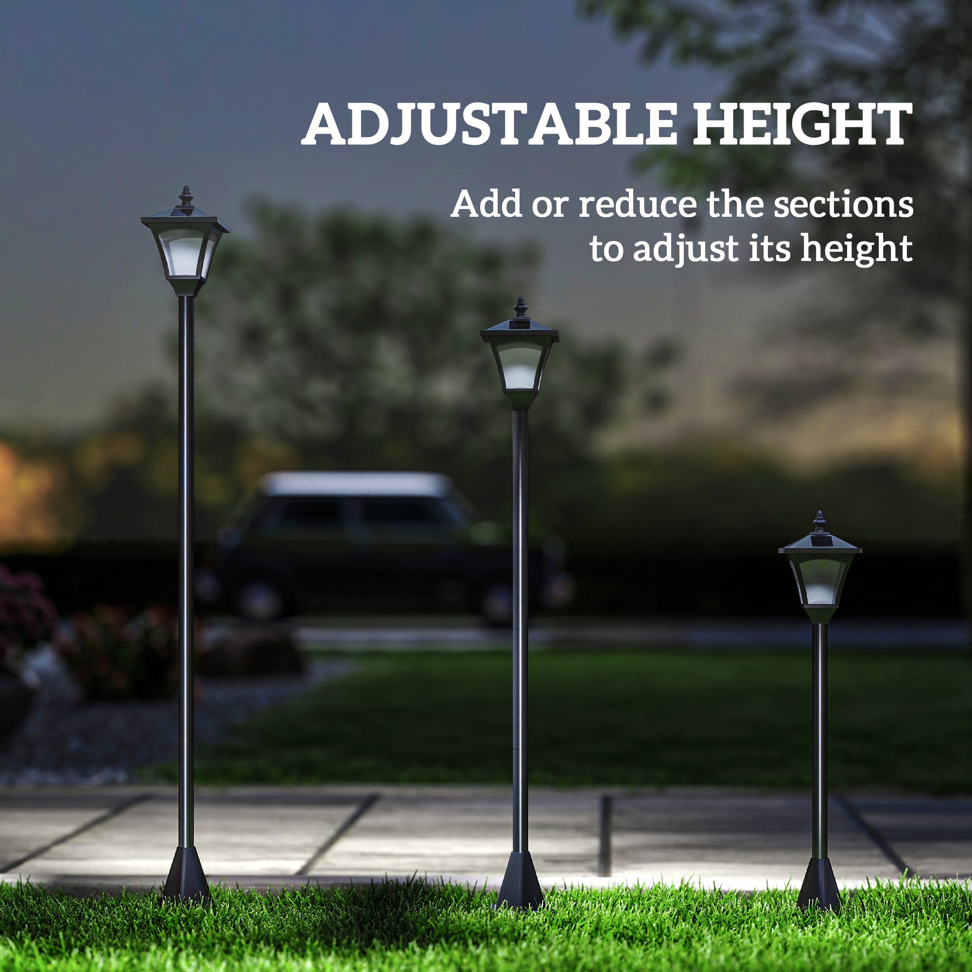 Outsunny 1.2m Solar Powered Outdoor Lamp Post - Black