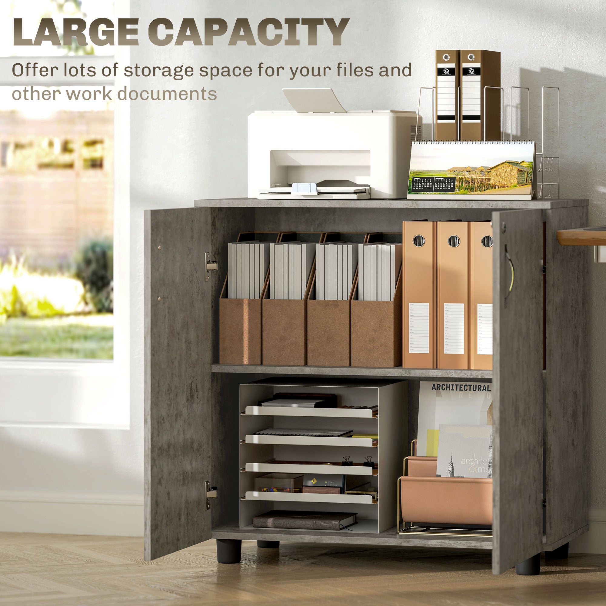 Vinsetto Two-Tier Locking Office Storage Cabinet - Grey - North Peak Garden Furniture