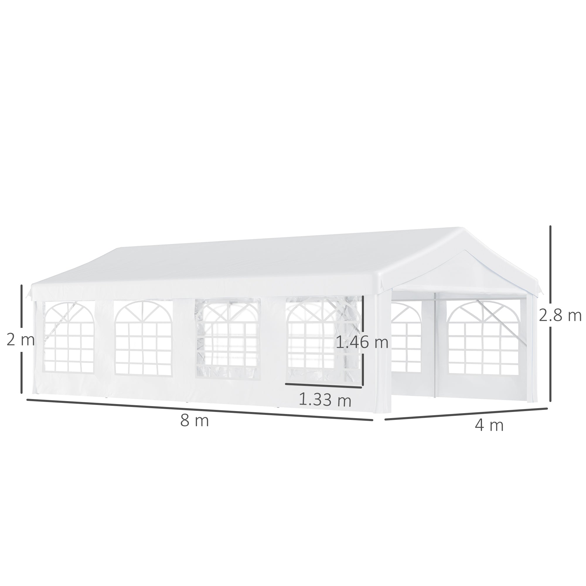 Outsunny 8m x 4m Garden Gazebo Marquee Party Tent Wedding Portable Garage Carport Event shelter Car Canopy Outdoor Heavy Duty Steel Frame Waterproof Rot Resistant - North Peak Garden Furniture
