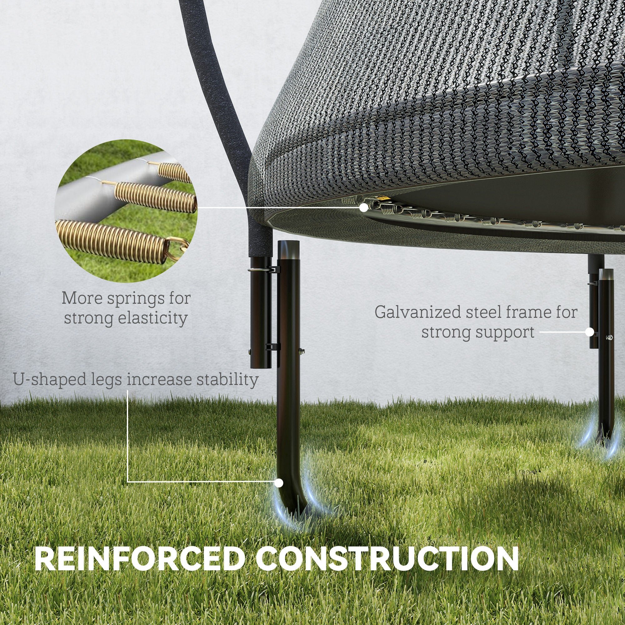 SPORTNOW 8ft Outdoor Trampoline with Enclosure Net, Spring Cover, Black
