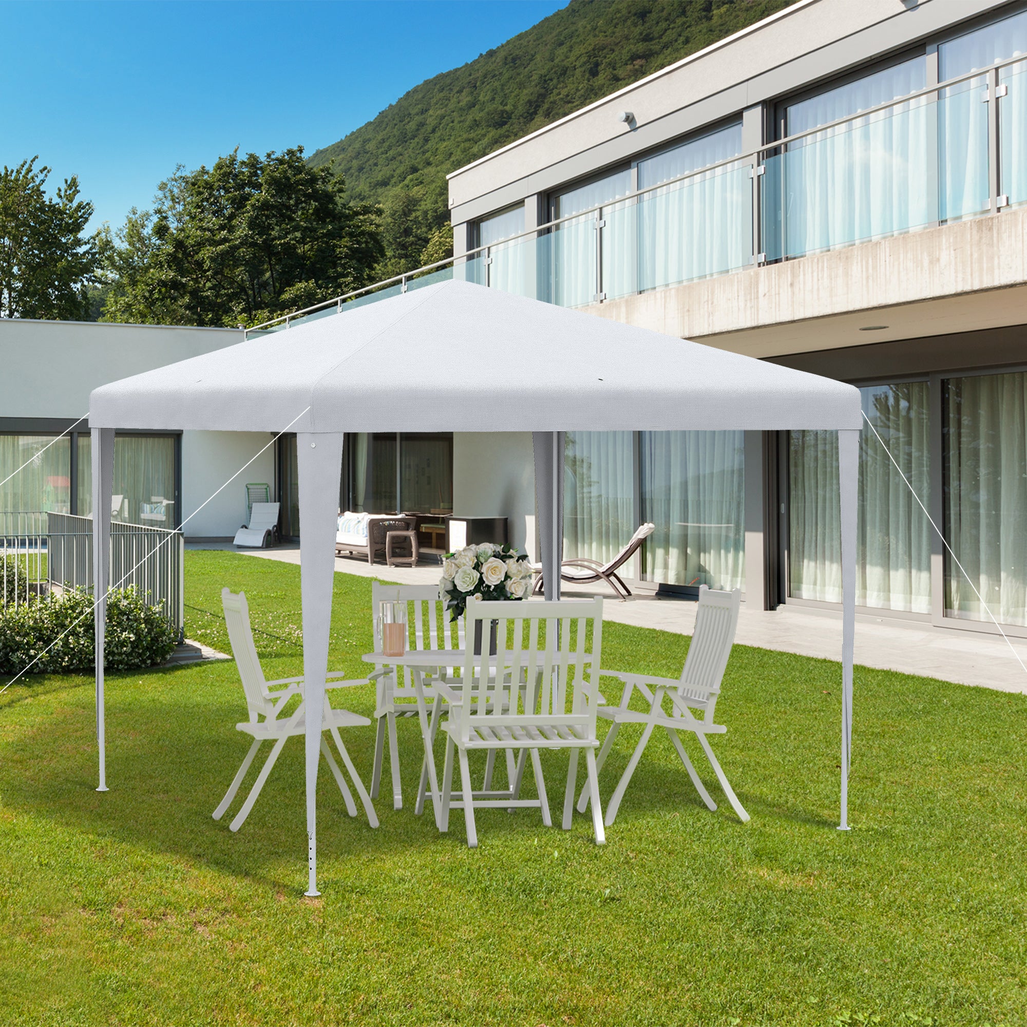 Outsunny 2.7m x 2.7m Garden Gazebo Marquee Party Tent Wedding Canopy Outdoor(White) - North Peak Garden Furniture