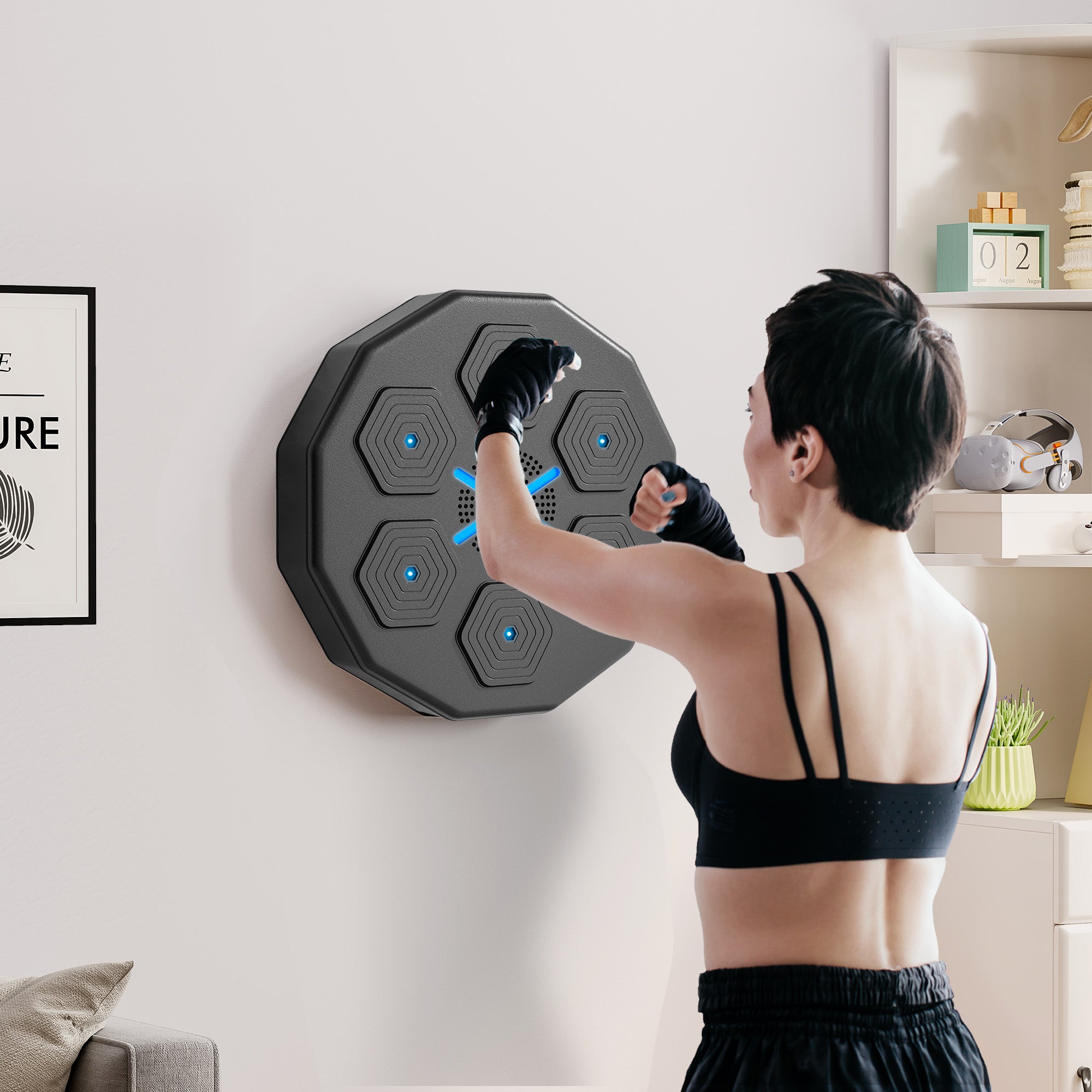 SPORTNOW Music Boxing Machine with Bluetooth Connection and LED Light Smart, Wall Mounted for Punching Beat Boxing Training - North Peak Garden Furniture