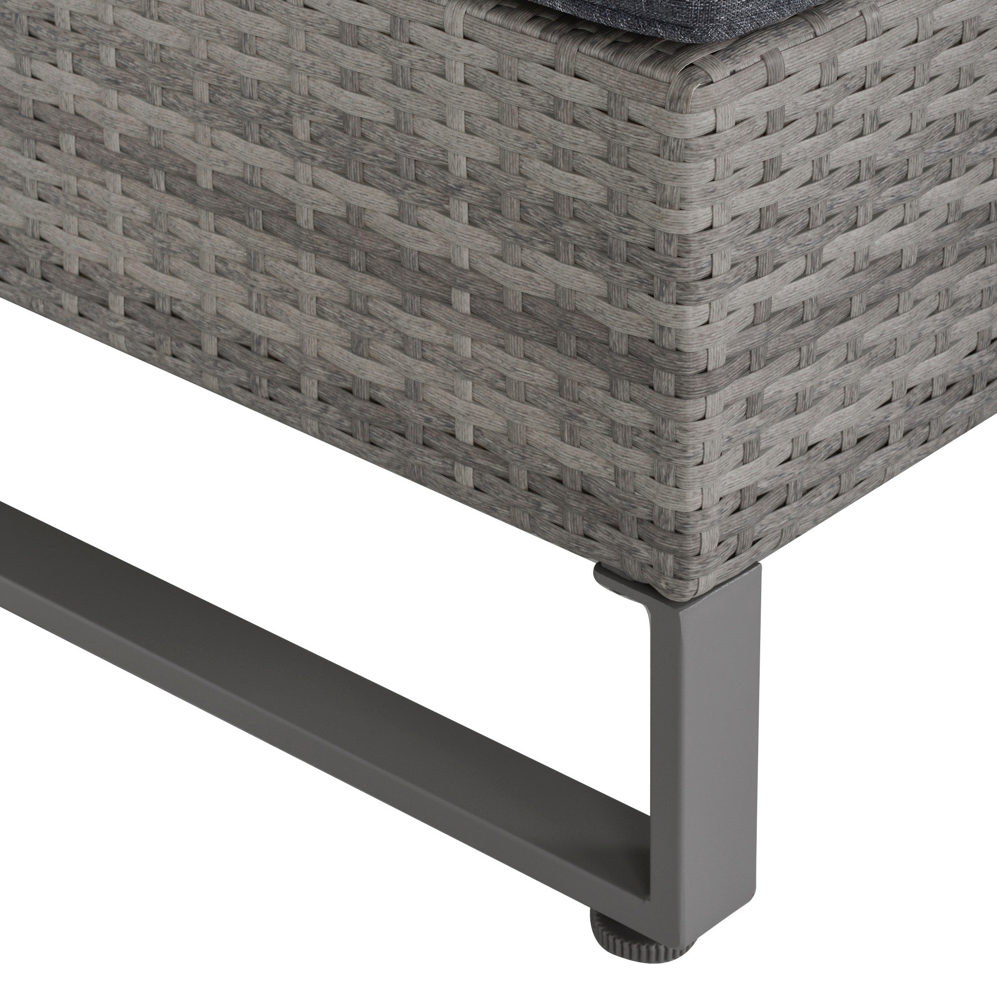 Outsunny 4 PCs PE Rattan Wicker Sofa Set Outdoor Conservatory Furniture Lawn Patio Coffee Table w/ Side Storage Box & Cushion, Grey - North Peak Garden Furniture
